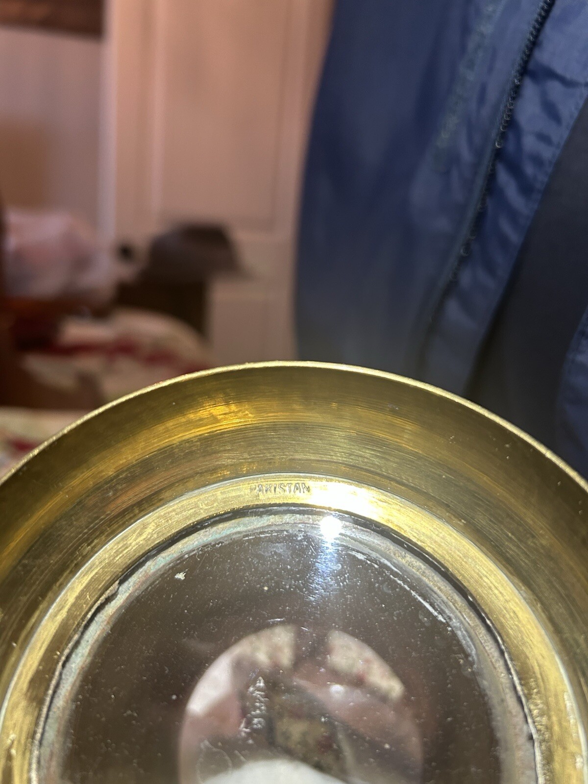 Set Of Four Vintage Hand Etched Copper/Brass Beer Mugs Glass Bases - Pakistan