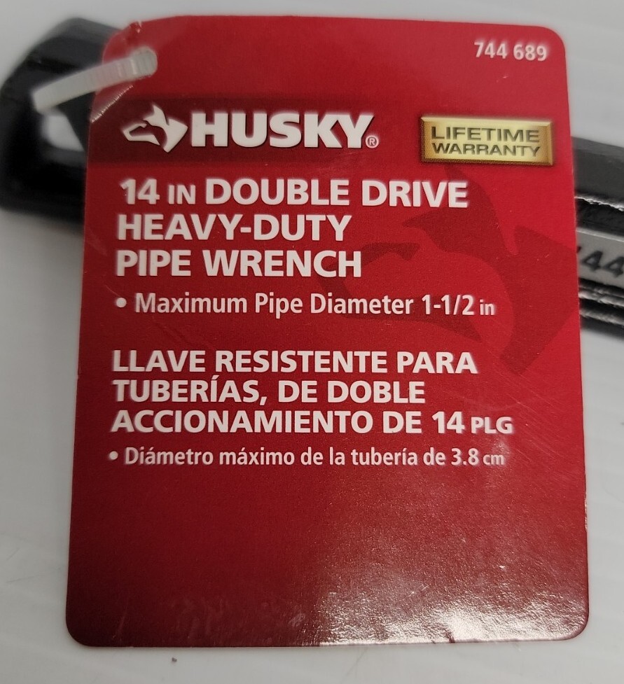 Husky 14 in. Double Drive Heavy Duty Cast Iron Pipe Wrench