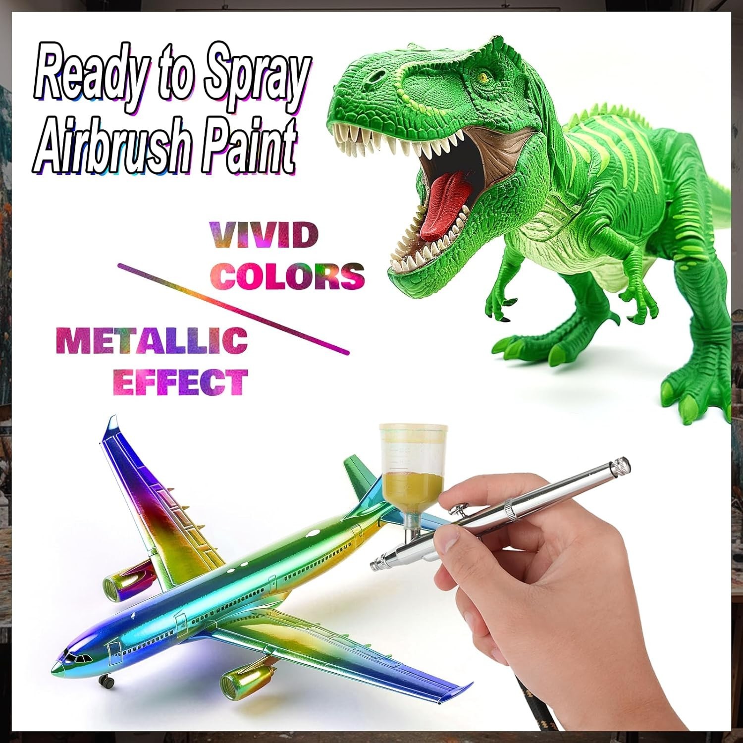 FansArriche Airbrush Paint Set, 20 Colors Acrylic Air brush Paint Kit, Ready...