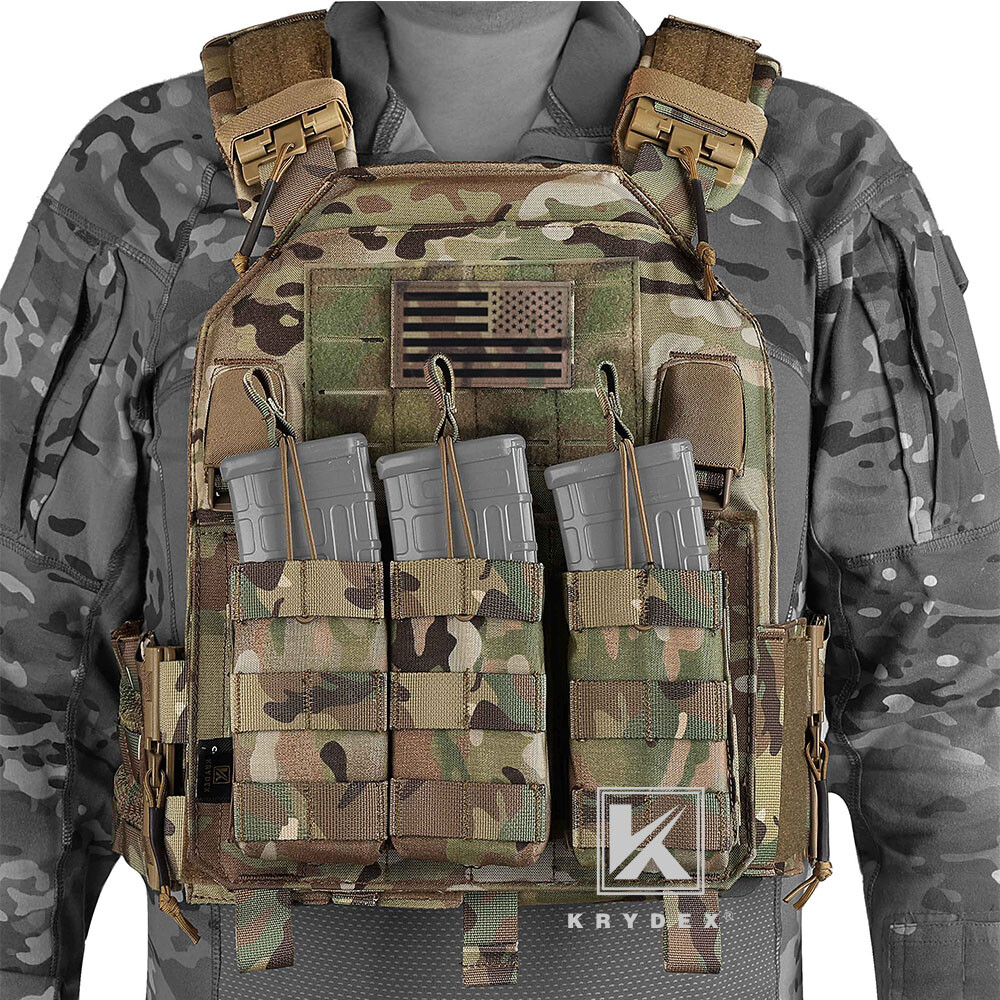 KRYDEX Plate Carrier Tactical Vest Quick Release & Laser Cut MOLLE Panel w/ Clip