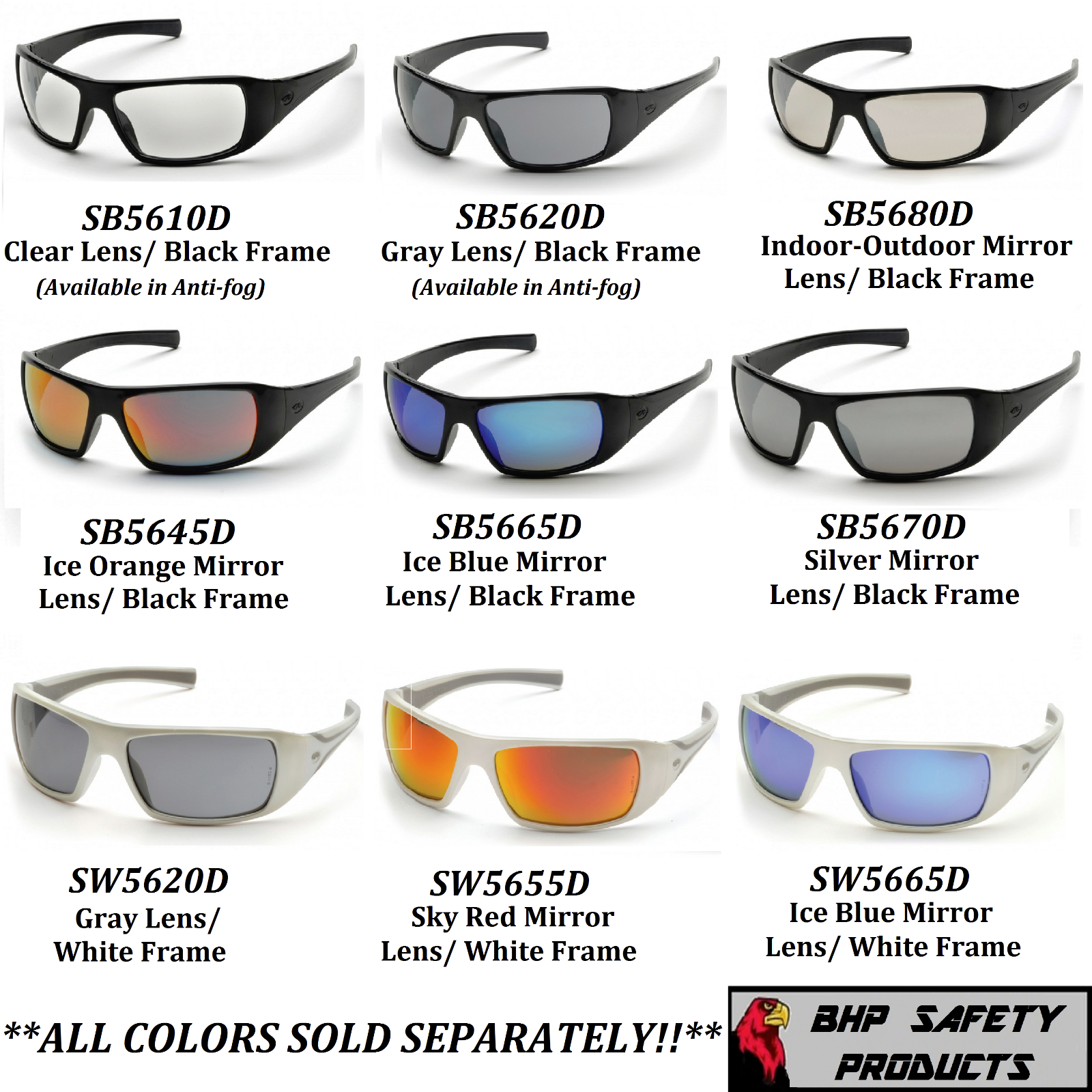 PYRAMEX GOLIATH SAFETY GLASSES MOTORCYCLE SPORT WORK SUNGLASSES Z87+ (1 PAIR)