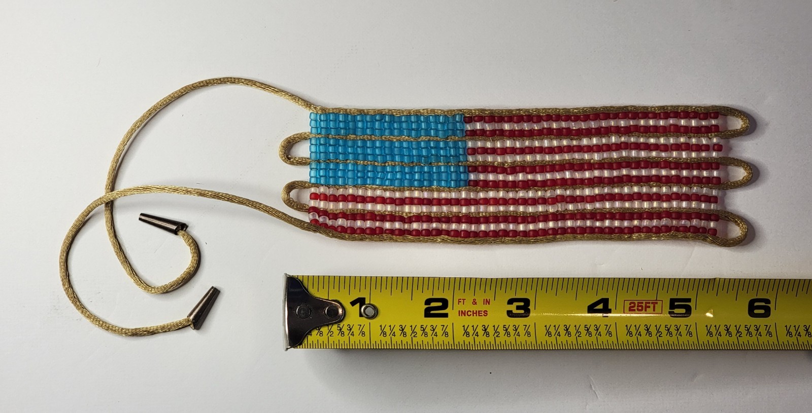 Antique Woven Glass Bead American Flag ☆ Patriotic