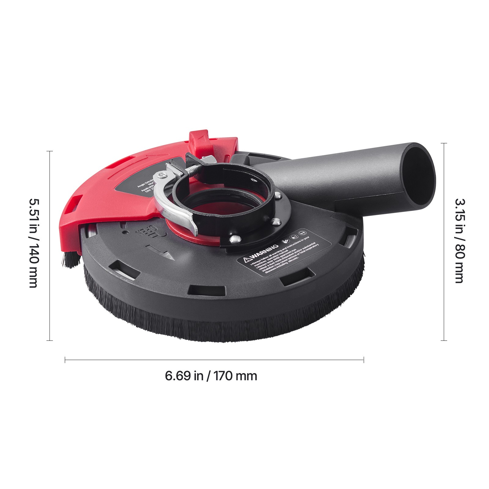 Angle Grinder Dust Shroud 4-5 in with 6 Clamping Washers Connect to Vacuum