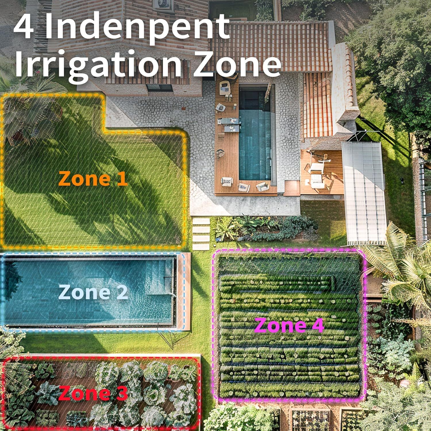 WiFi Water Timer 4 Outlets Smart Sprinkler Garden Watering System for Lawn Yard