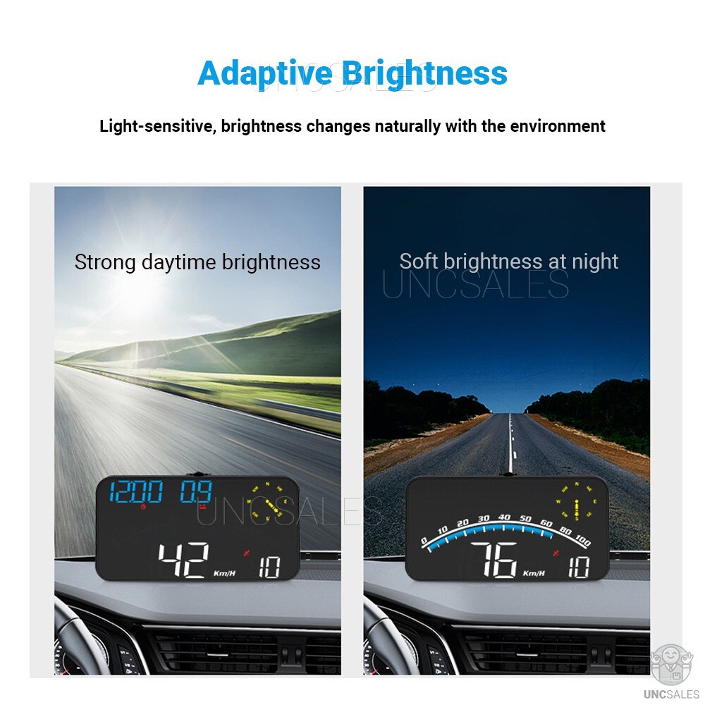 Digital Speedometer Universal GPS Car HUD Head Up Display MPH Overspeed Alarm 5"