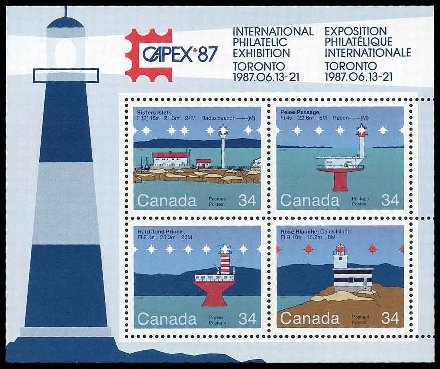 Canada Stamps Souvenir Sheet of 4, Canadian Lighthouses 2, #1066b MNH