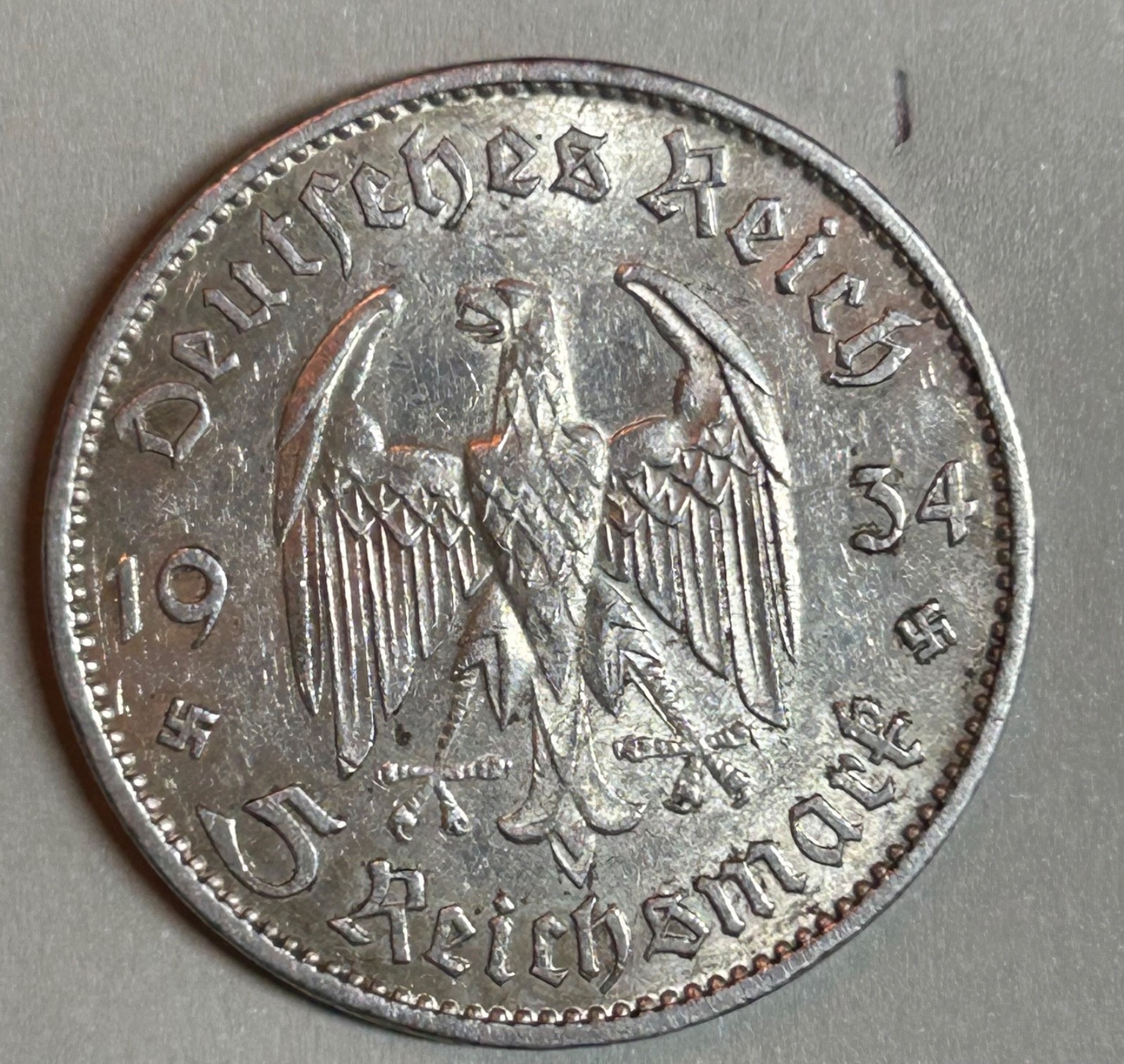 Lot of 4 WWII 5 Mark German Silver Coin Potsdam Reichsmark Fineness .900