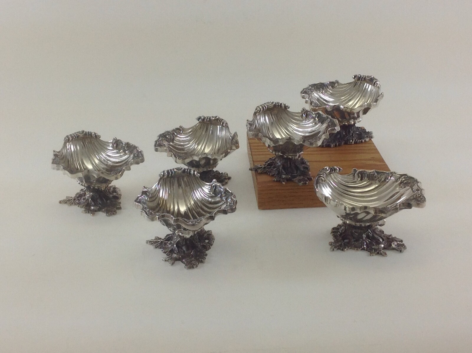 Set of 6 Silver Lamer Shells, suitable for Wedding or Christening
