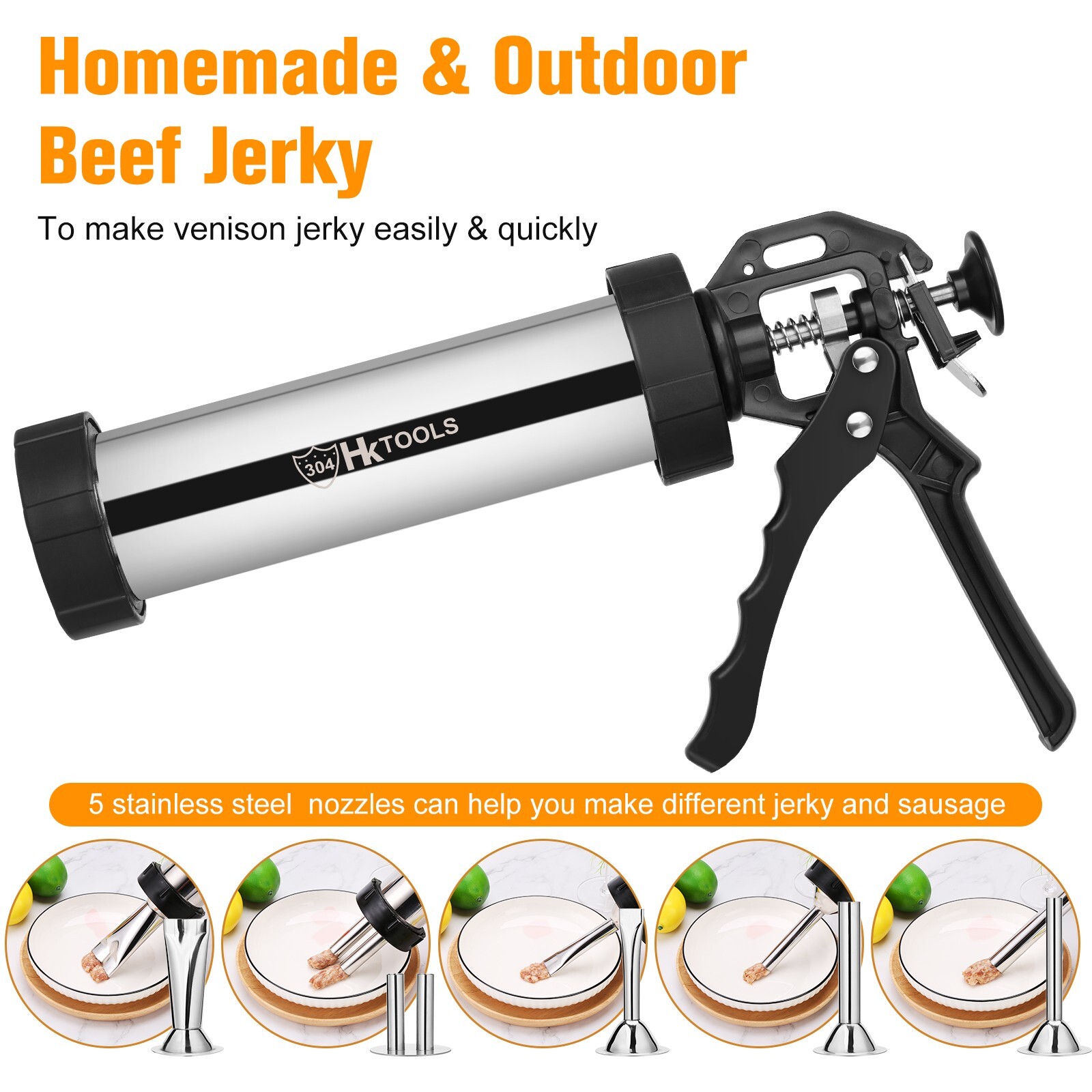 2 Pound Jerky Gun Kits Jerky Maker Gun Stainless Steel Sausage Stuffer