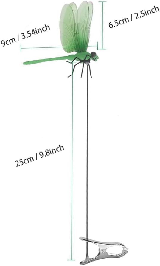 6 Pack Dragonfly Clip,3D Dragonfly Garden Stakes Decor,Fly Deterrent,Dragonfly H