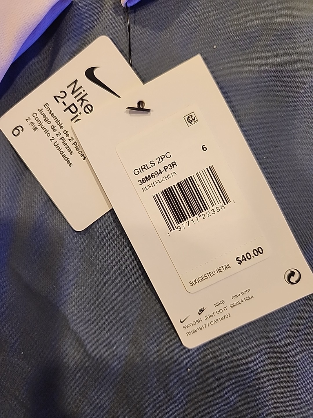 Nike Girls 2-piece Set Dri-fit Rush Fuchsia Sz 6 Nwt