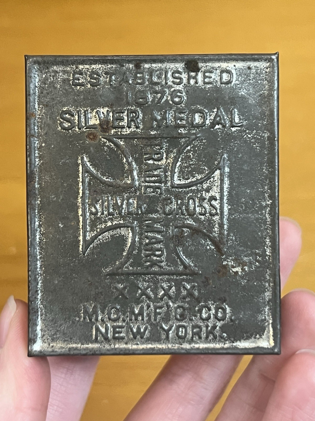 Antique Blasting Cap Primers Empty Metal Box Silver Medal