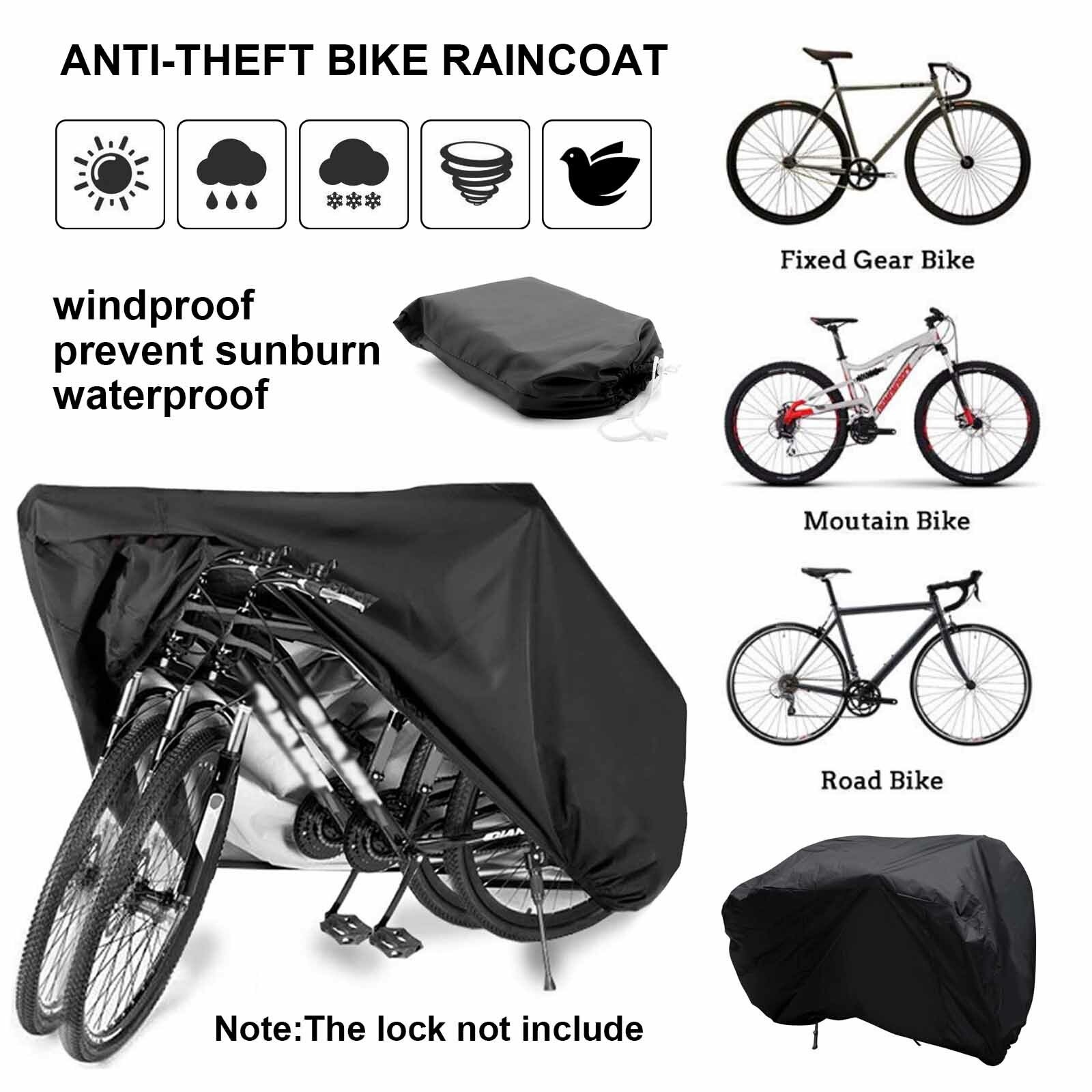 Bike Bicycle Waterproof Dust Cover Outdoor Protector For 2 Bikes Or 1 Motorbike