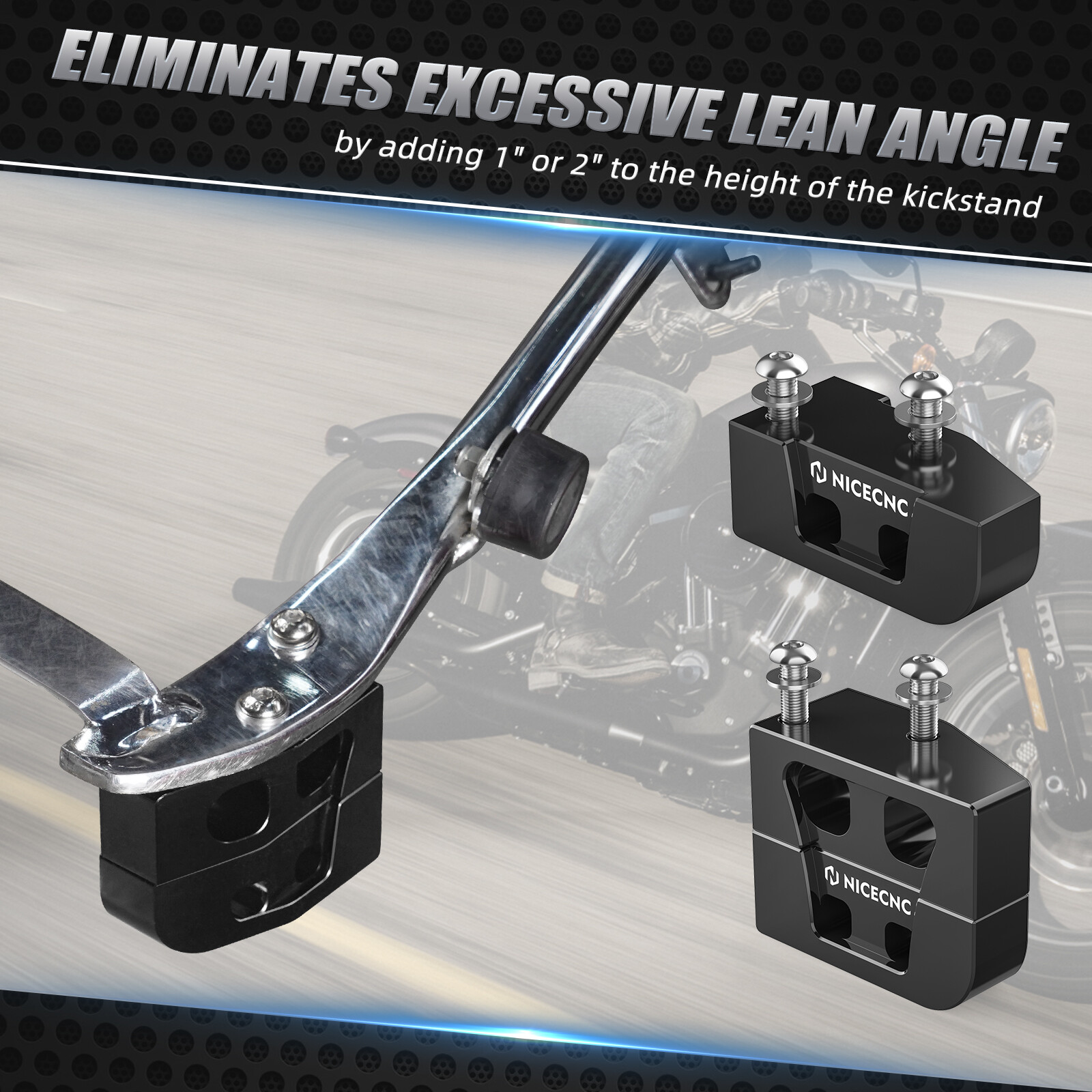 NICECNC Kickstand Lift Block 1"/2" for Harley Electra Glide Standard FLHT 10-23