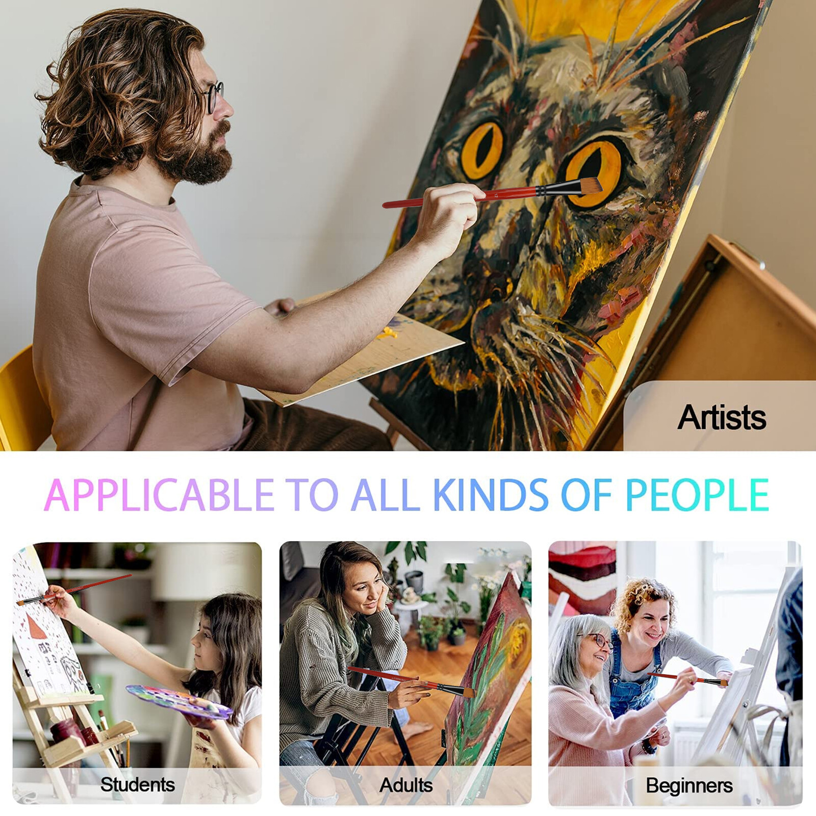 18PCS Paint Brushes Set Detail Painting for Watercolour Oil Art Acrylic Gouaches