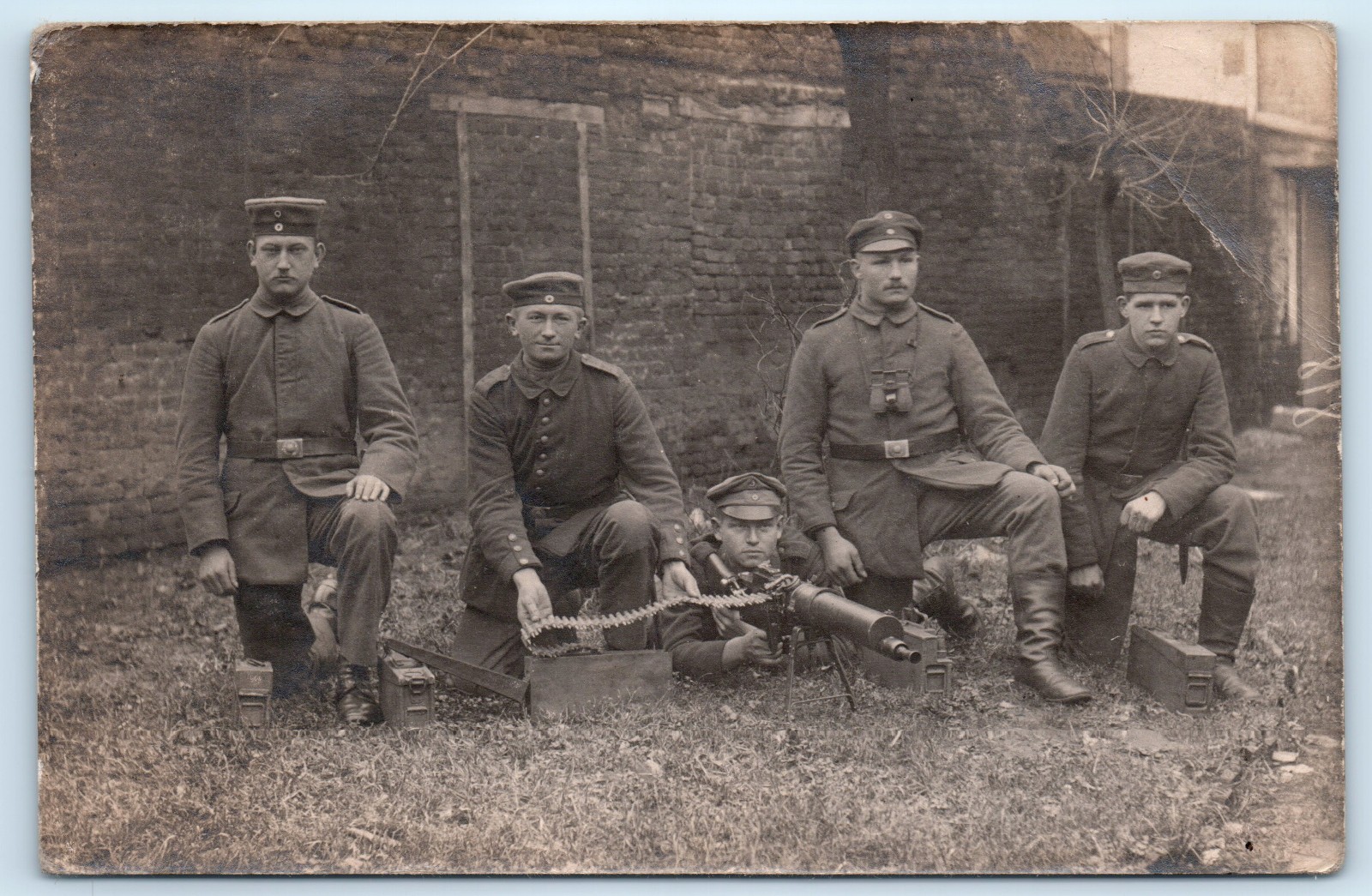 WWI German Army Soldiers Machine Gun Real Photo Postcard RPPC