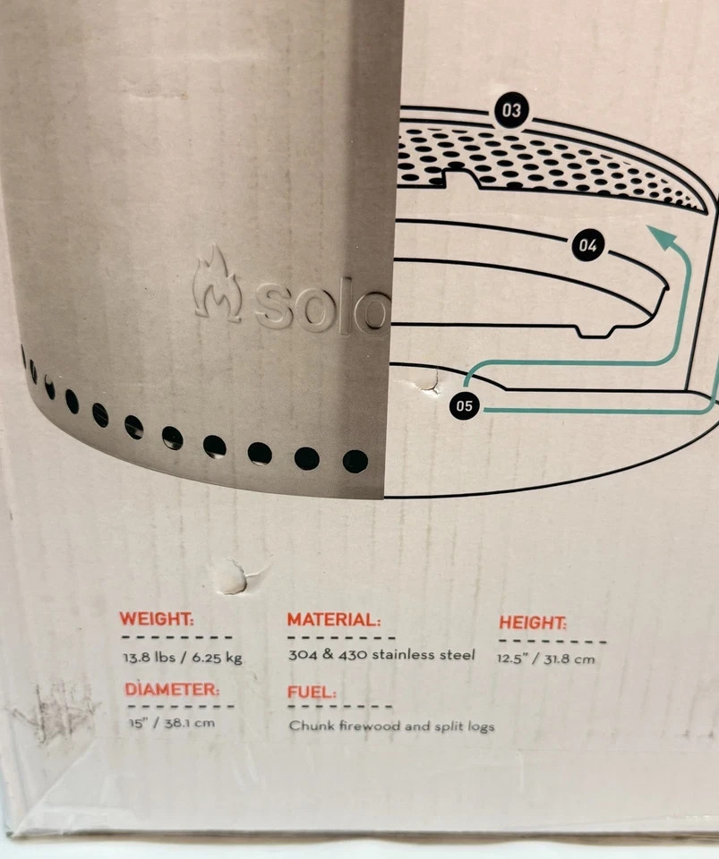 Solo Stove Ranger 2.0 Outdoor Fire Pit Stainless Steel Portable 15"Dia x 12.5"H