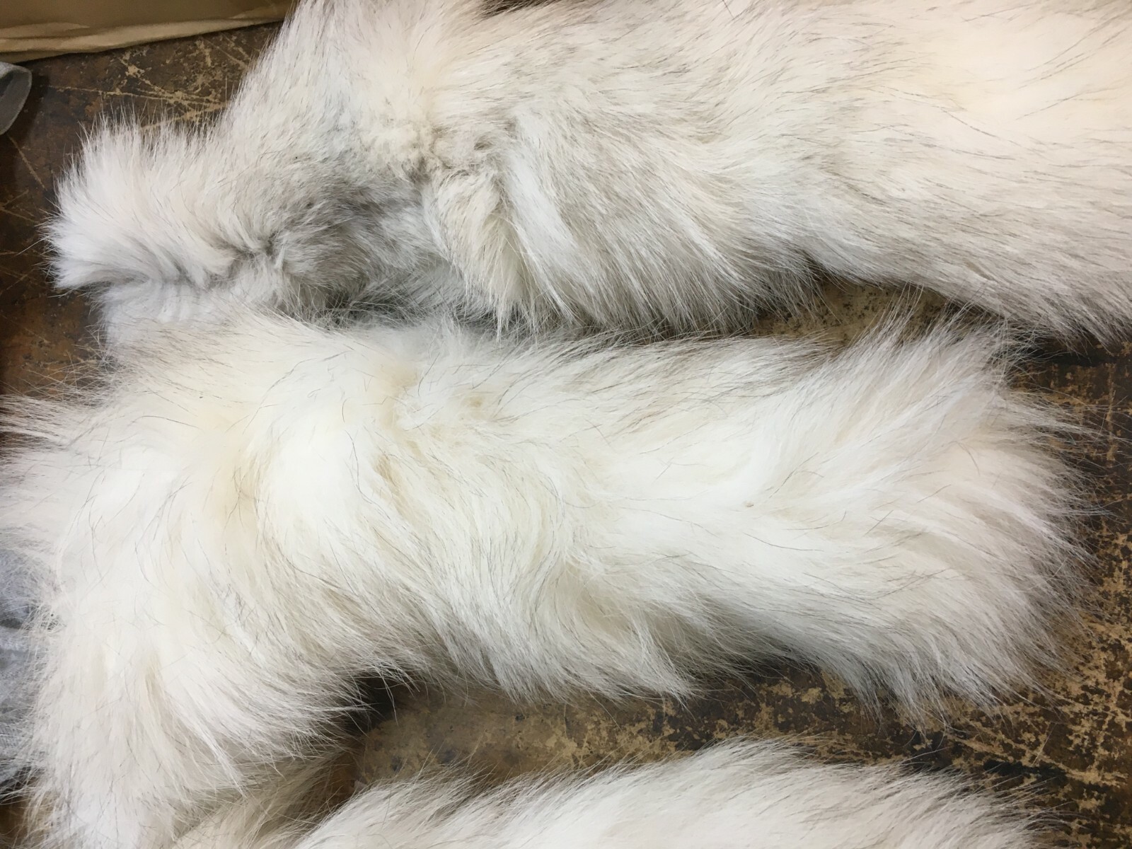 Shadow White Fox Tails, Select, 14-17", fur soft, silky tanned Shadowtail
