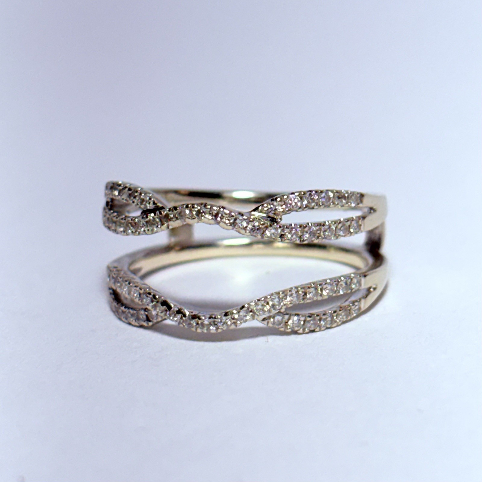 Unique Designs 14K White Gold 0.09ctw Diamond Size 7 Enhancer Ring 3.7g