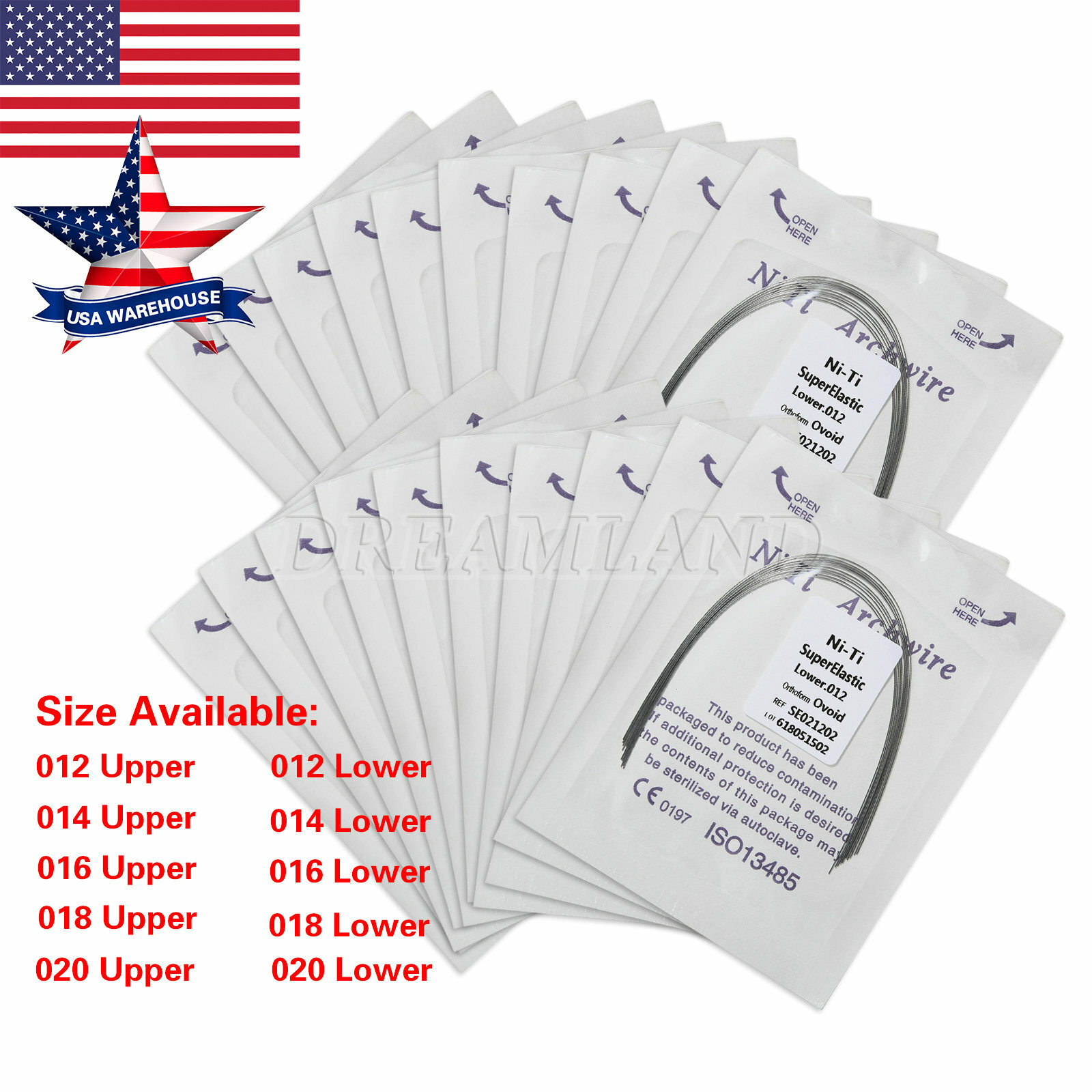 100 PCS dental orthodontic super elastic niti round arch wires Ovoid form 10 bag