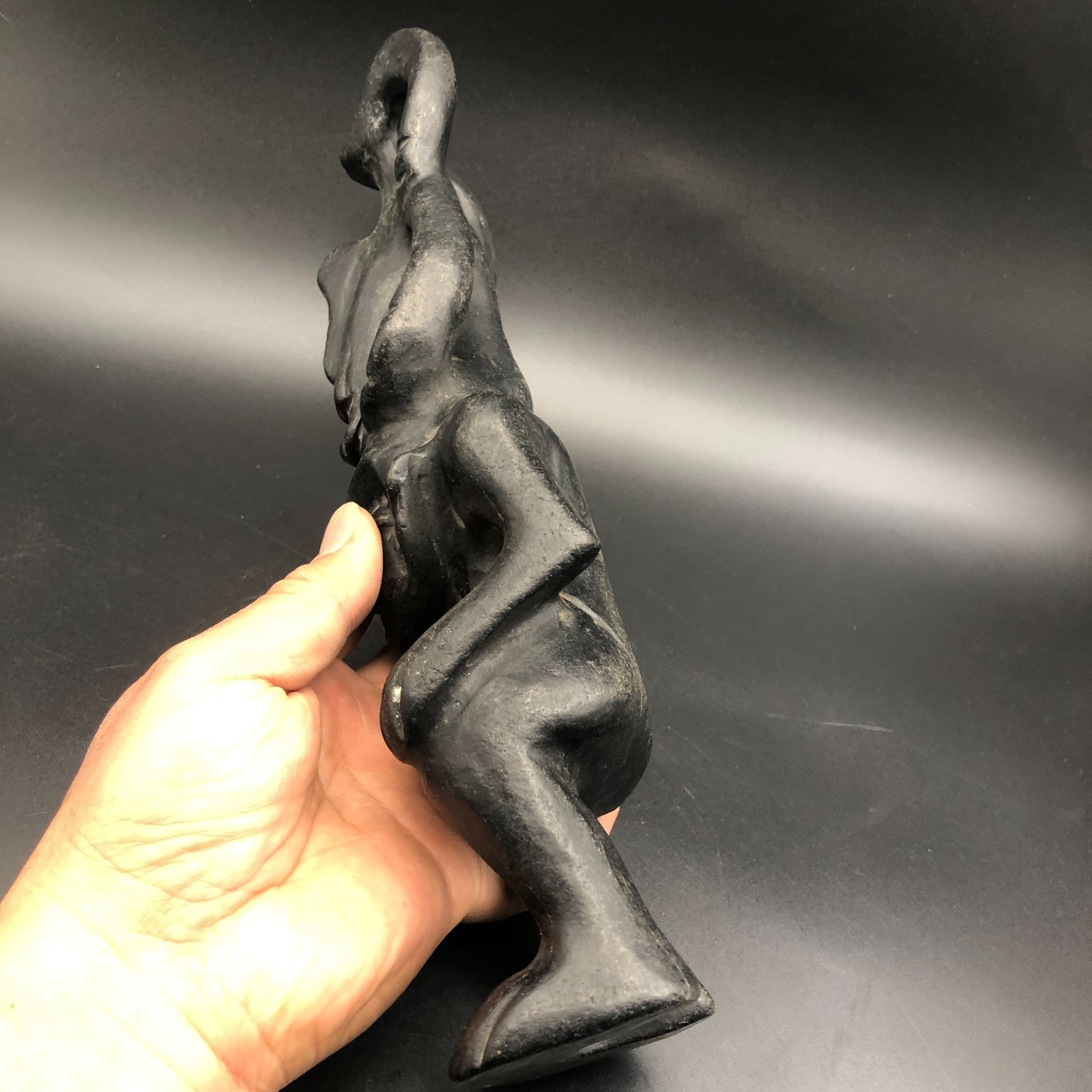 Old HongShan Culture Meteorite Jade Hand-Carved Sun God Helios&Pig Dragon Statue