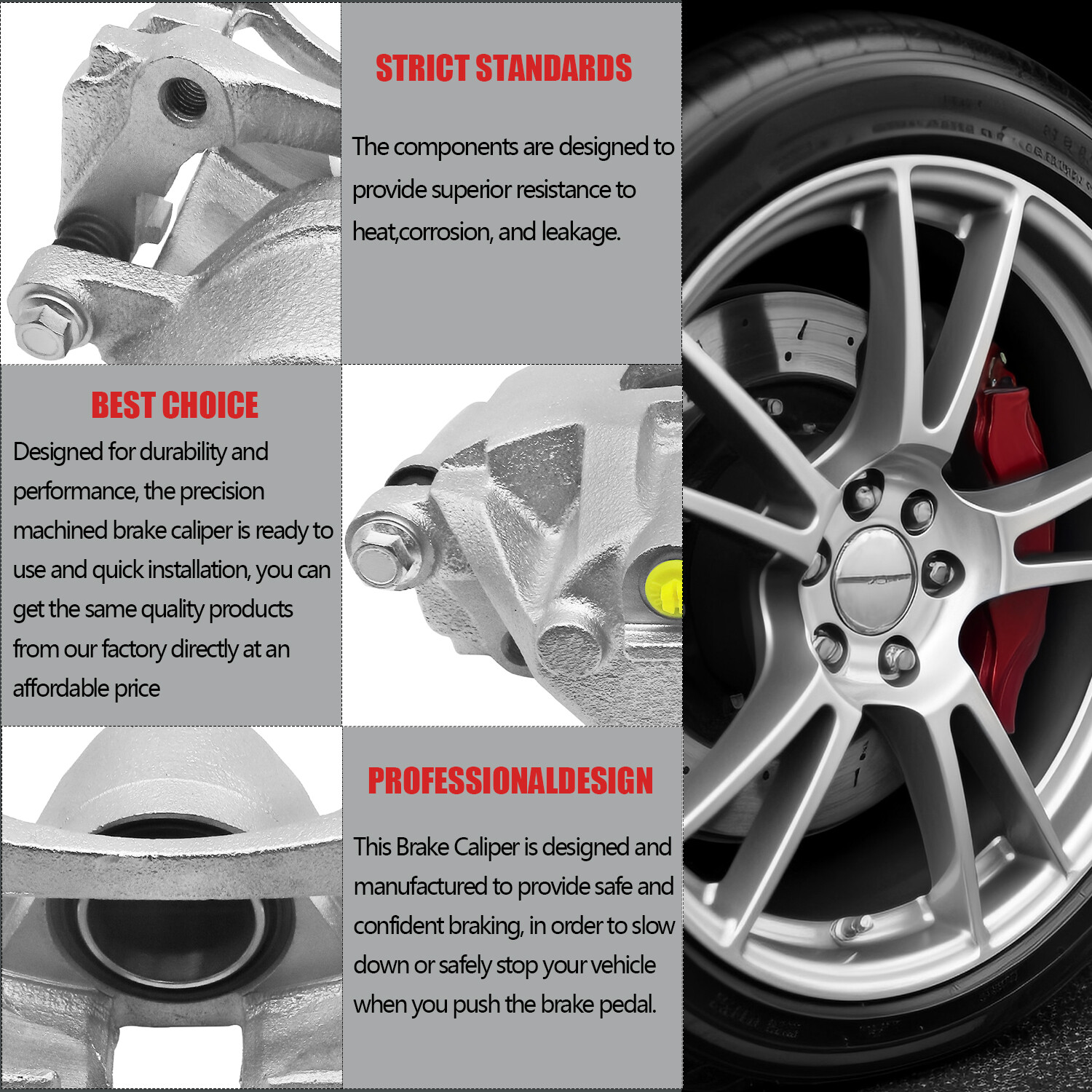 Rear Brake Calipers w/ Bracket Pair 2 for Chevy Silverado 1500 Classic GMC Yukon