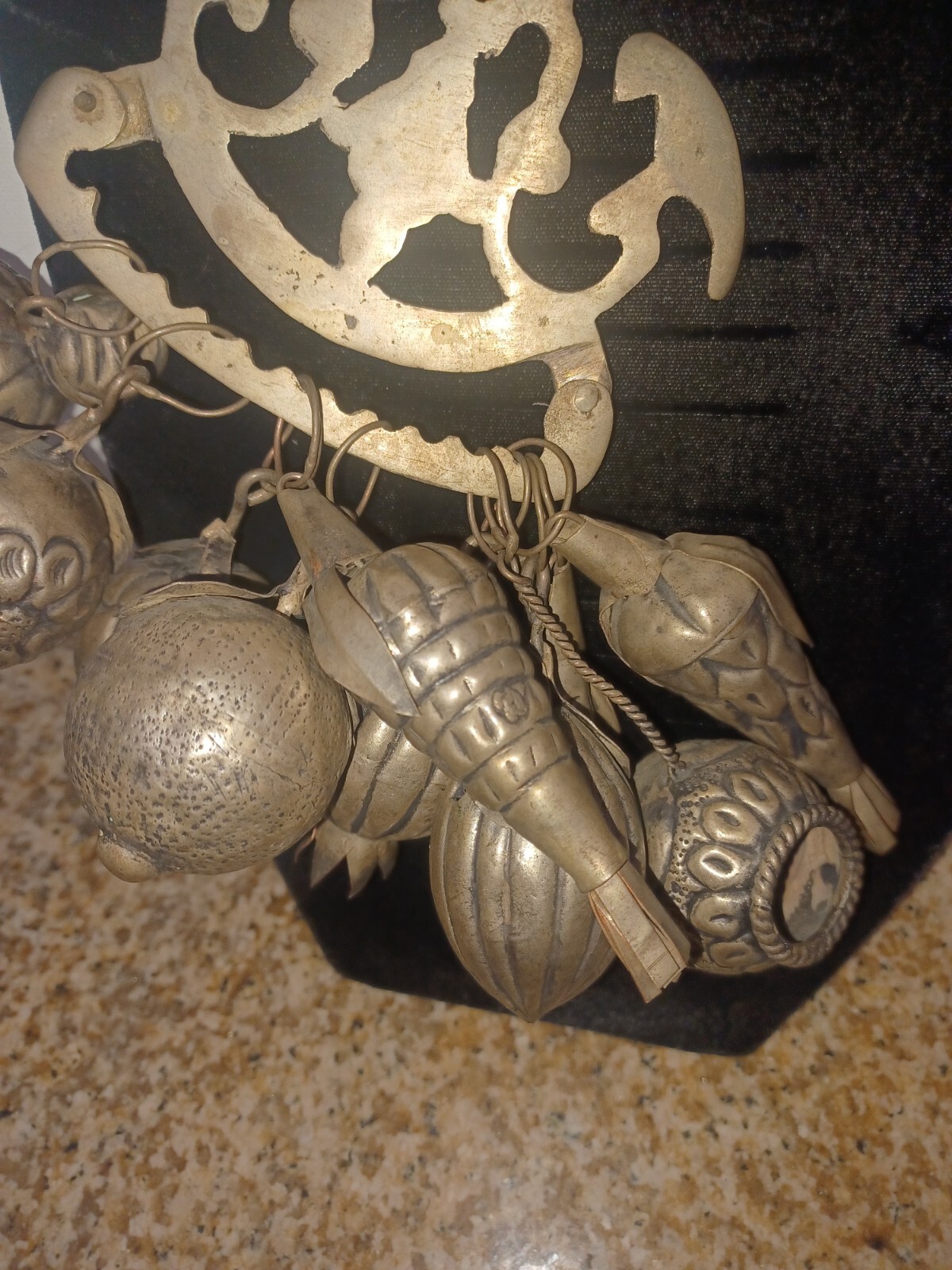 Brazilian Penca de Balangandan Silver on Brass 10 Charms Brazil