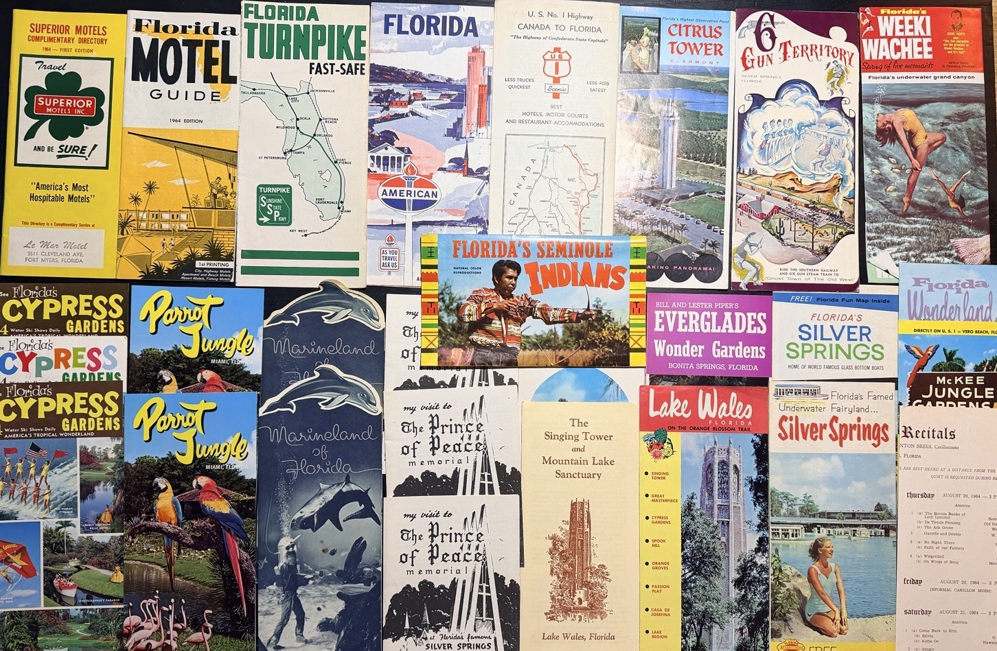 1950s Florida Travel Brochure Lot Maps Weeki Wachee Silver Springs Vtg