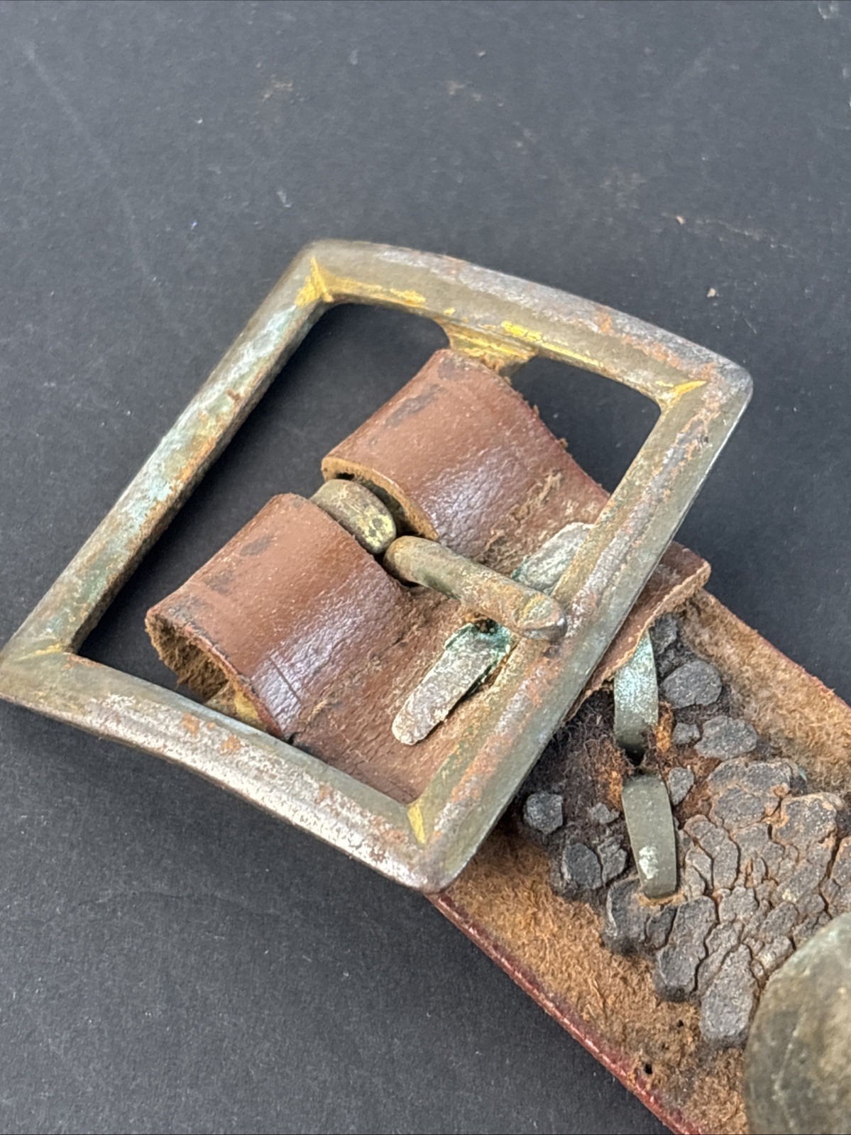 Antique 11 Brass Acorn Sleigh Bells on 41" Leather Strap w/ Copper Rivets VIDEO