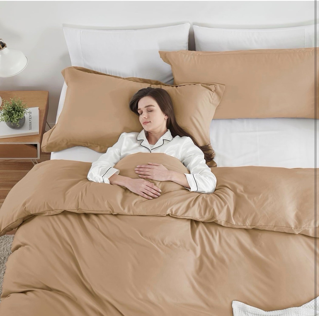 Mocha Brown Duvet Cover | Queen Size - 90” x 90” | 3 Piece Bedding Set