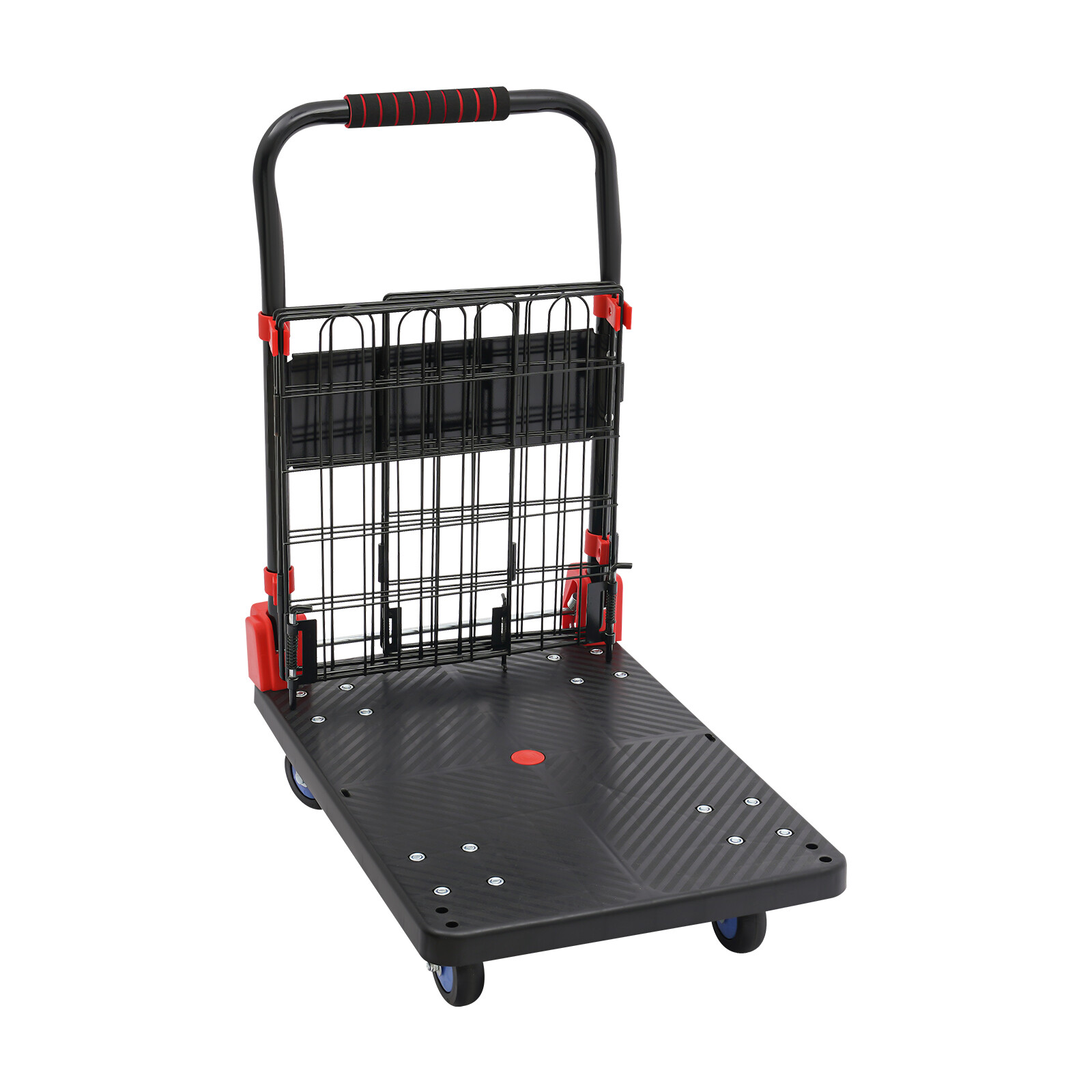 Platform Truck Cart With Cage 2 In 1 Heavy Duty Push Cart Dolly 330lbs Capacity