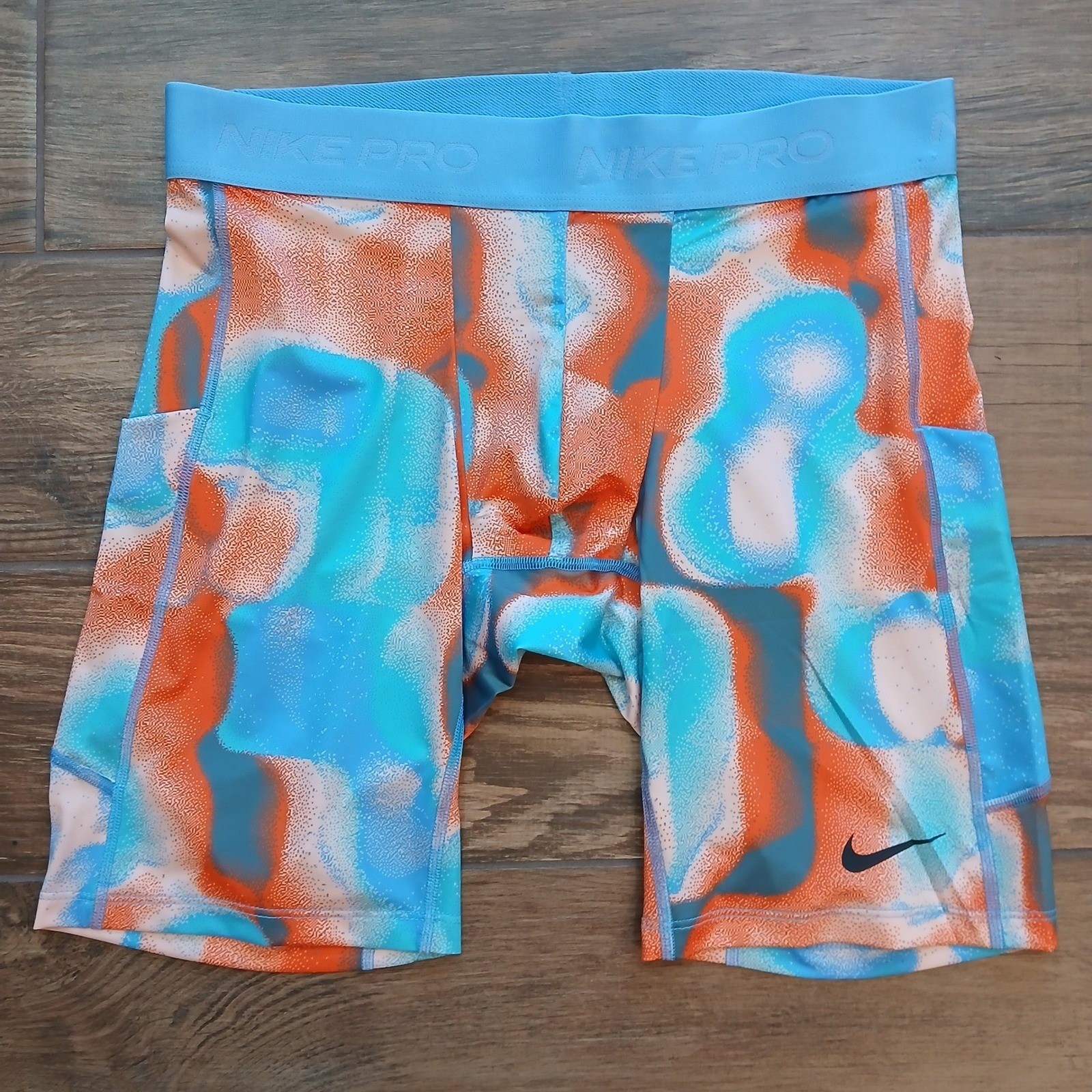 Nike Pro Compression Shorts Mens Large Coral Blue Tight Fit Training Dri Fit *