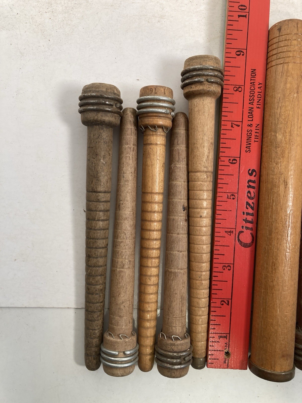 Wood Bobbins Spools Industrial Style 3"-9.75" Wooden Quills Mixed Lot-10