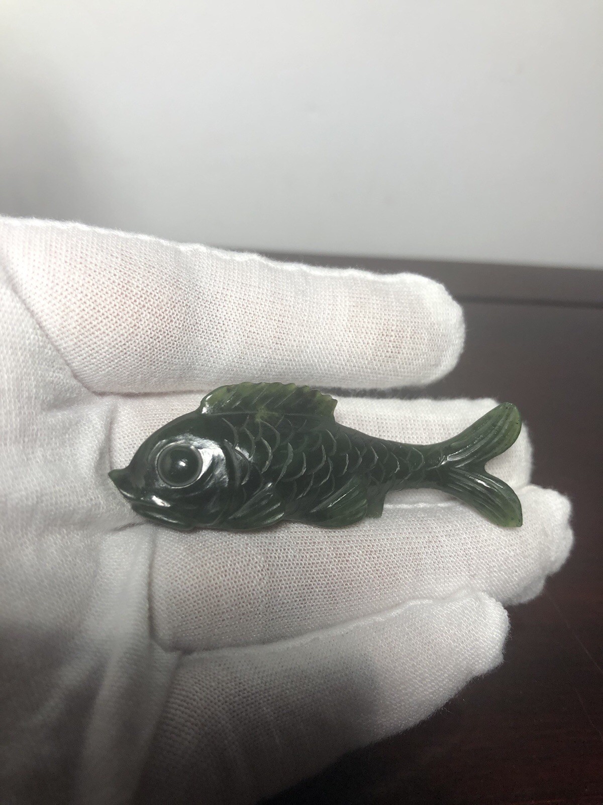Vintage Small Green Jade Fish Carp Fish 2.25” Long