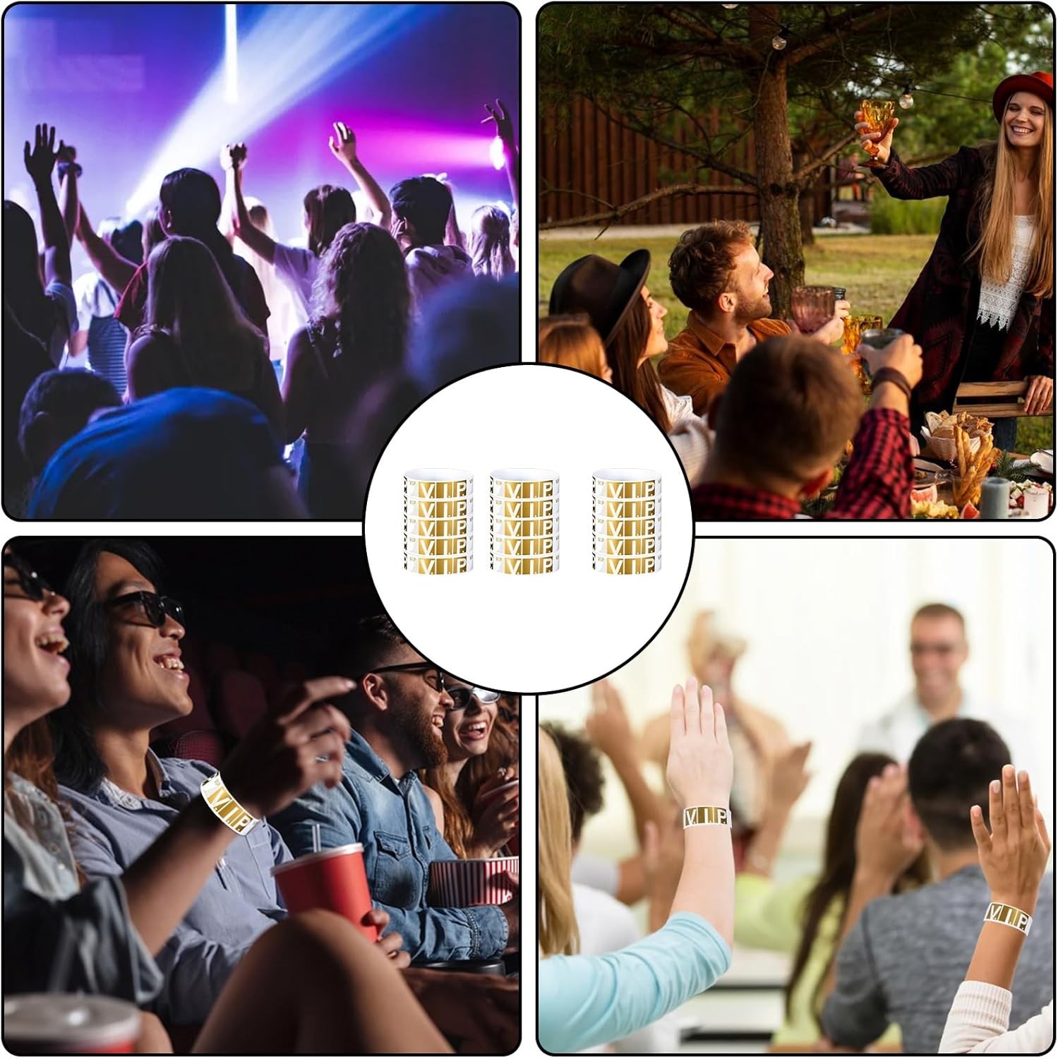 100 Pcs VIP Wristbands for Events Concert Club Amusement Park Party Bracelets