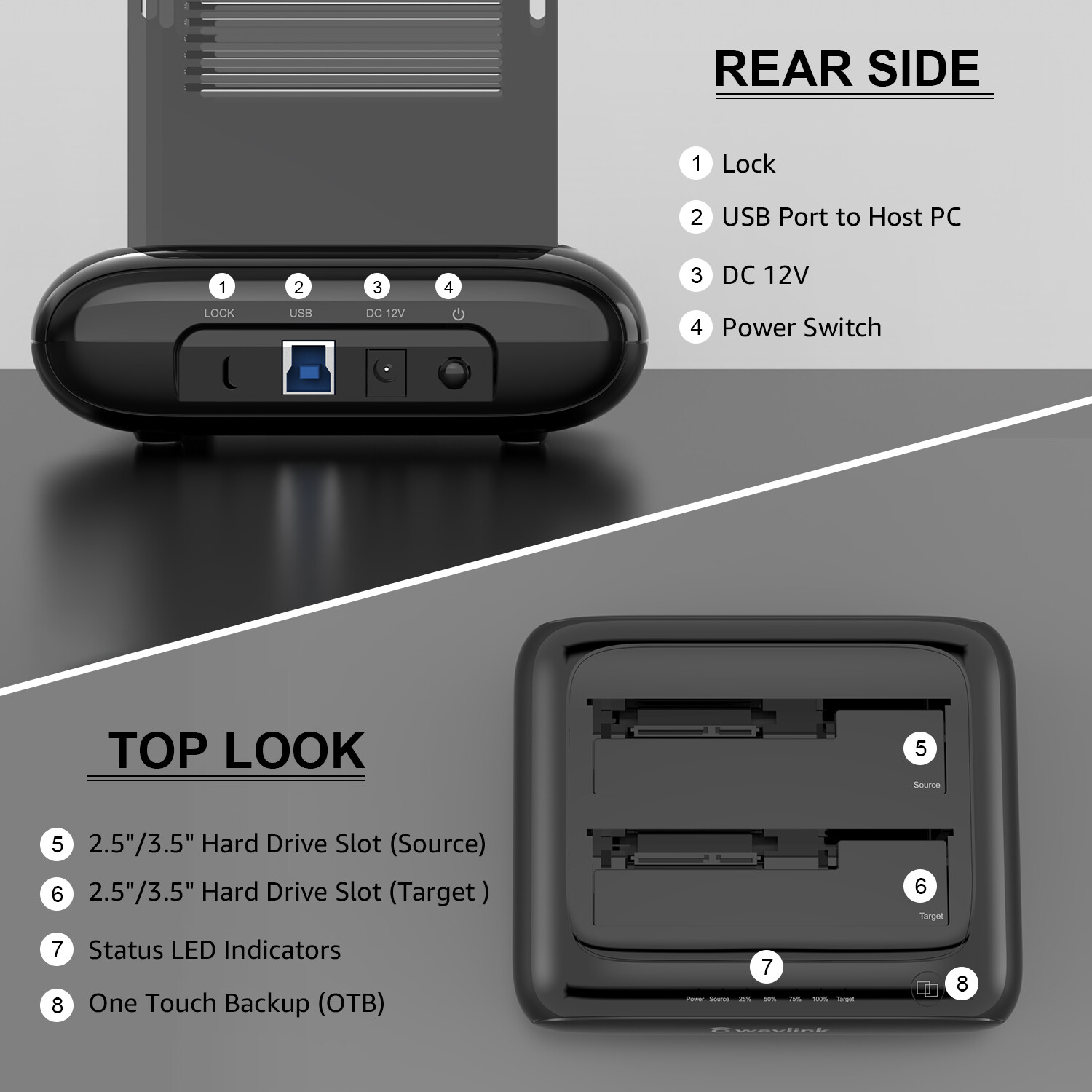 2.5/3.5" USB 3.0 Docking Station to SATA I/II/III Dual Bay External Hard Drive