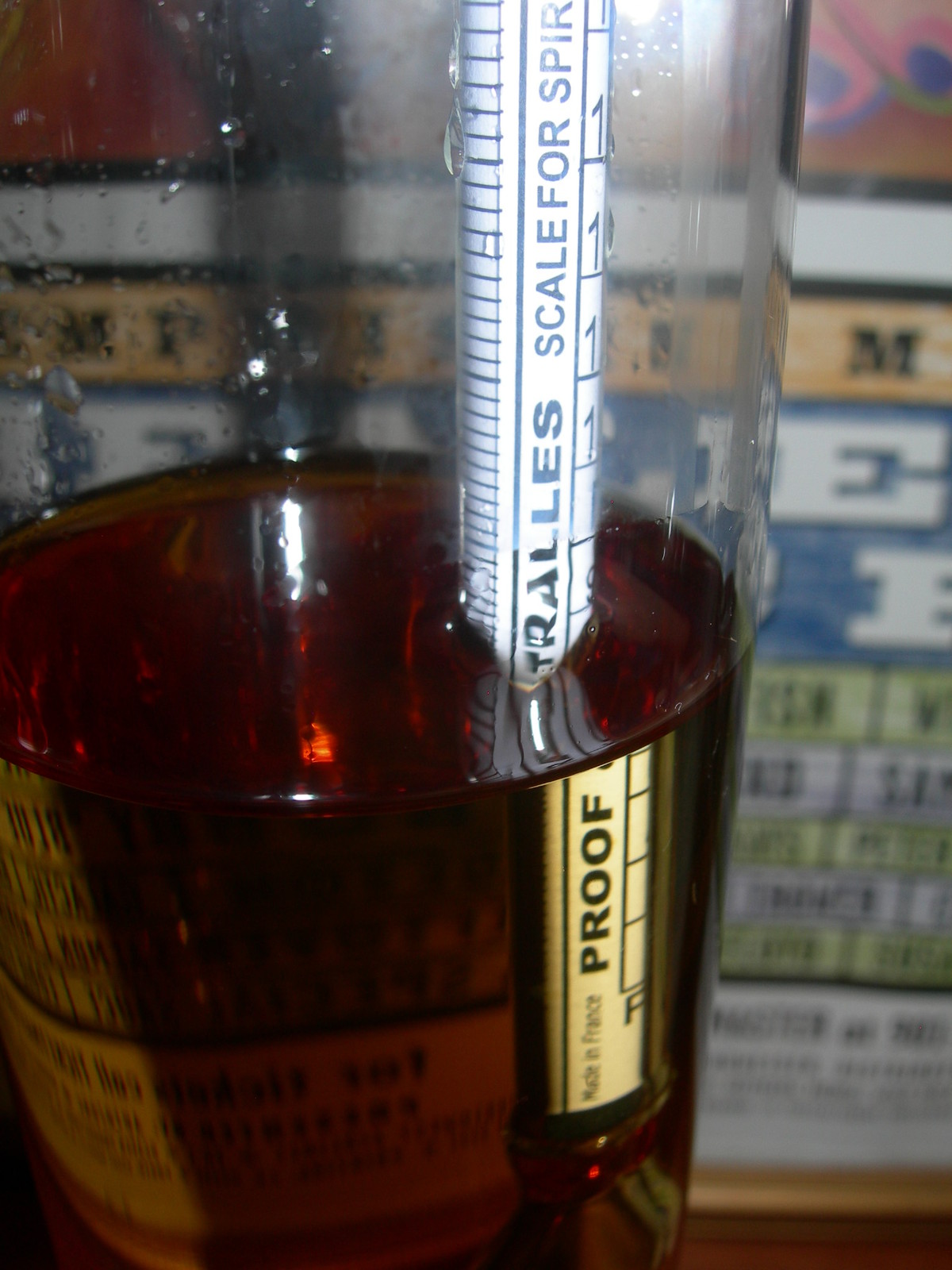 PROOF & TRALLE % ALCOHOL HYDROMETER for MOONSHINE STILL and DISTILLED SPIRITS