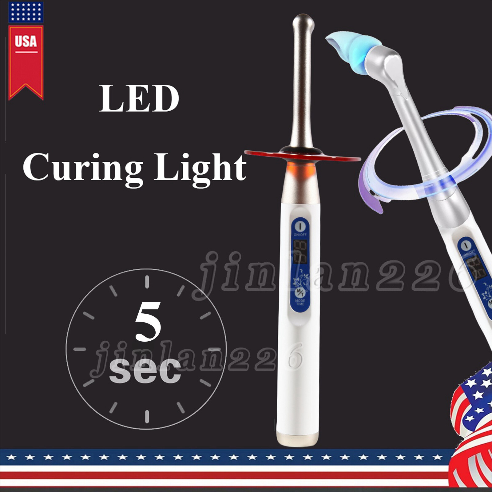 Dental 5Sec LED Curing Light Cure Lamp Wireless Resin Woodpecker Style