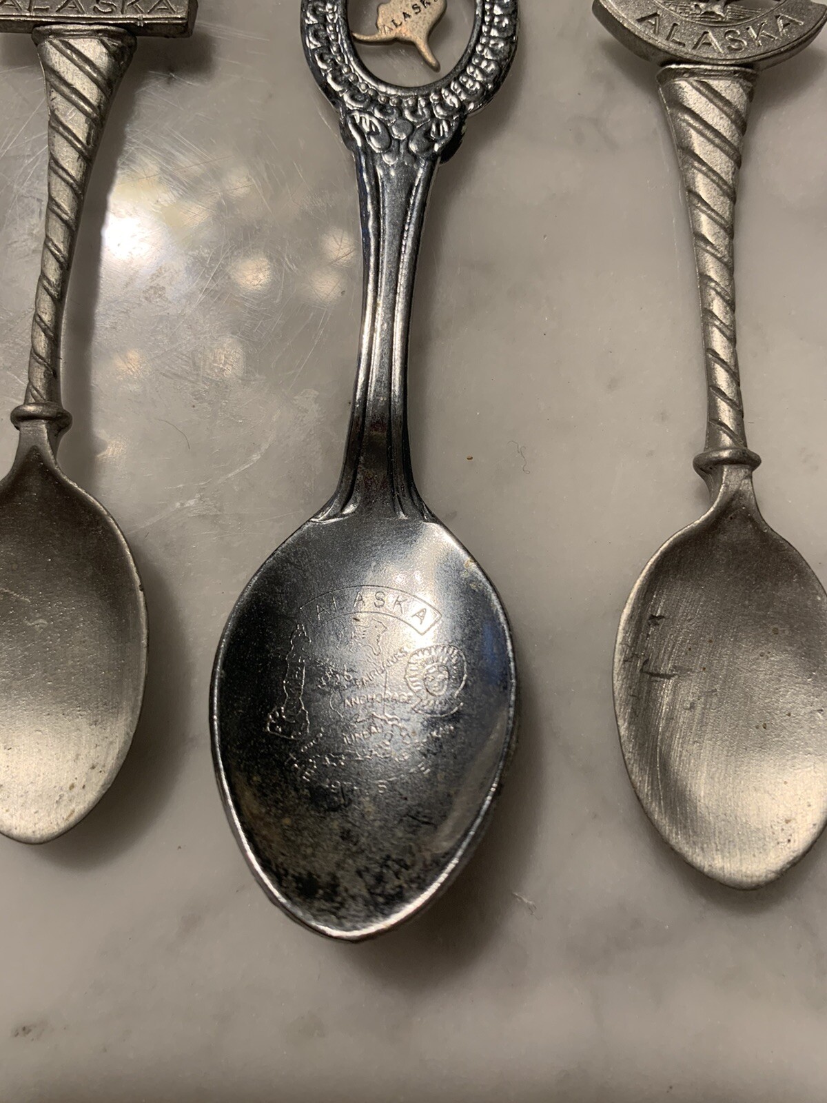 4 Alaska Souvenir Spoons VTG