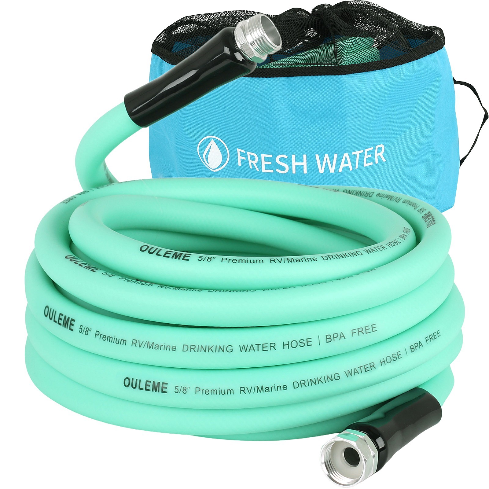 OULEME 25/35/75ft RV Drinking Water Hose, 5/8" with Aluminum Fittings
