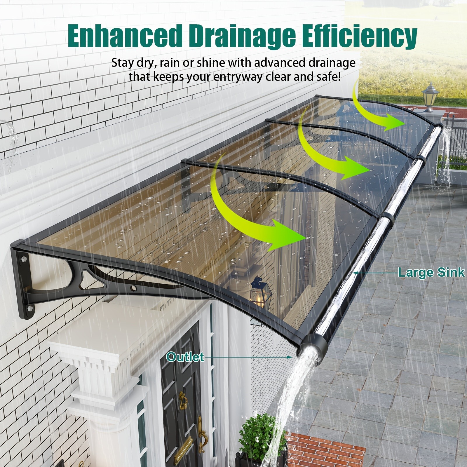 Aluminum Alloy Window Awning Door Canopy for Porch UV Rain Snow Cover Outdoor