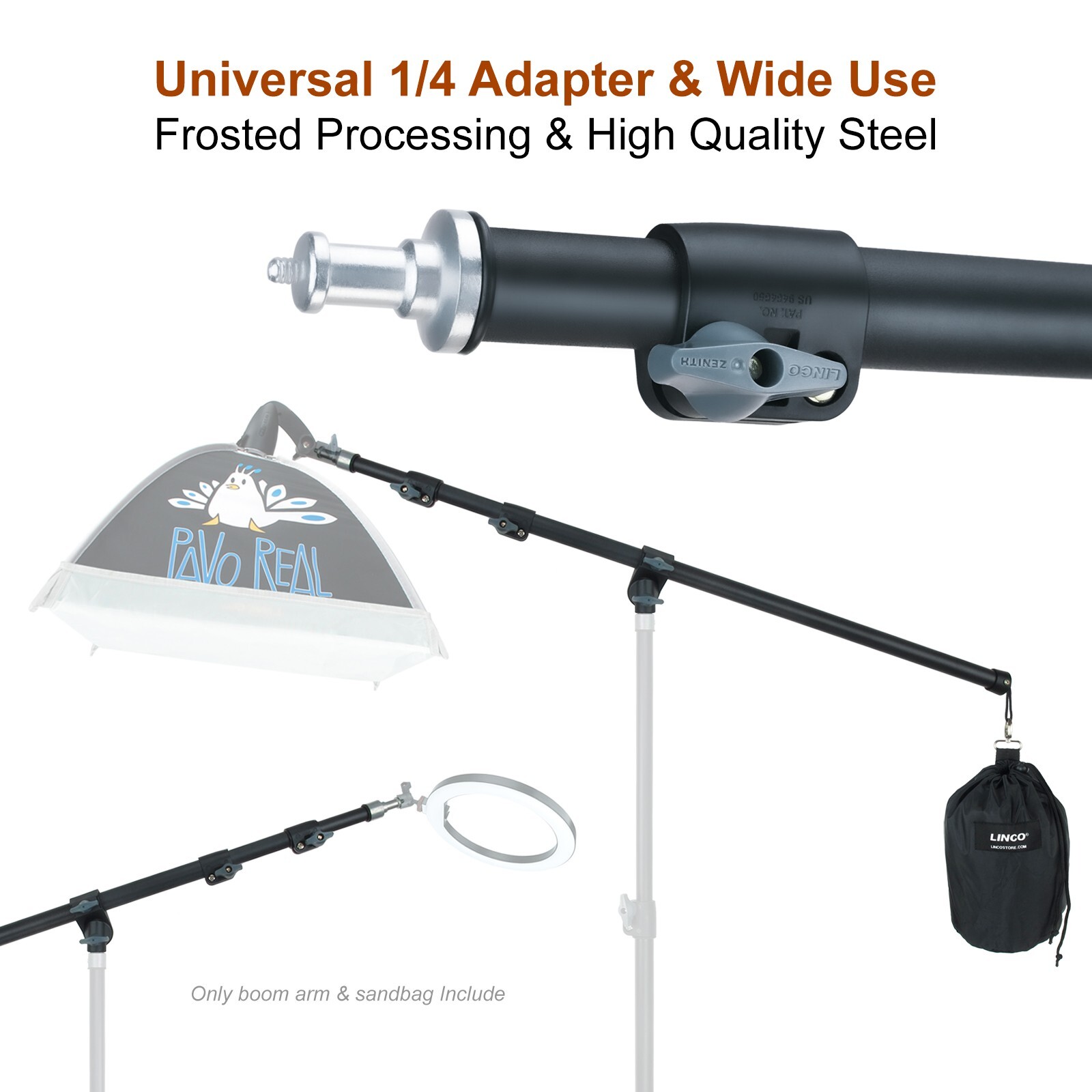 LINCO Zenith Photography Studio Softbox Photo Boom Arm Sand Bag & Tripod Clamp