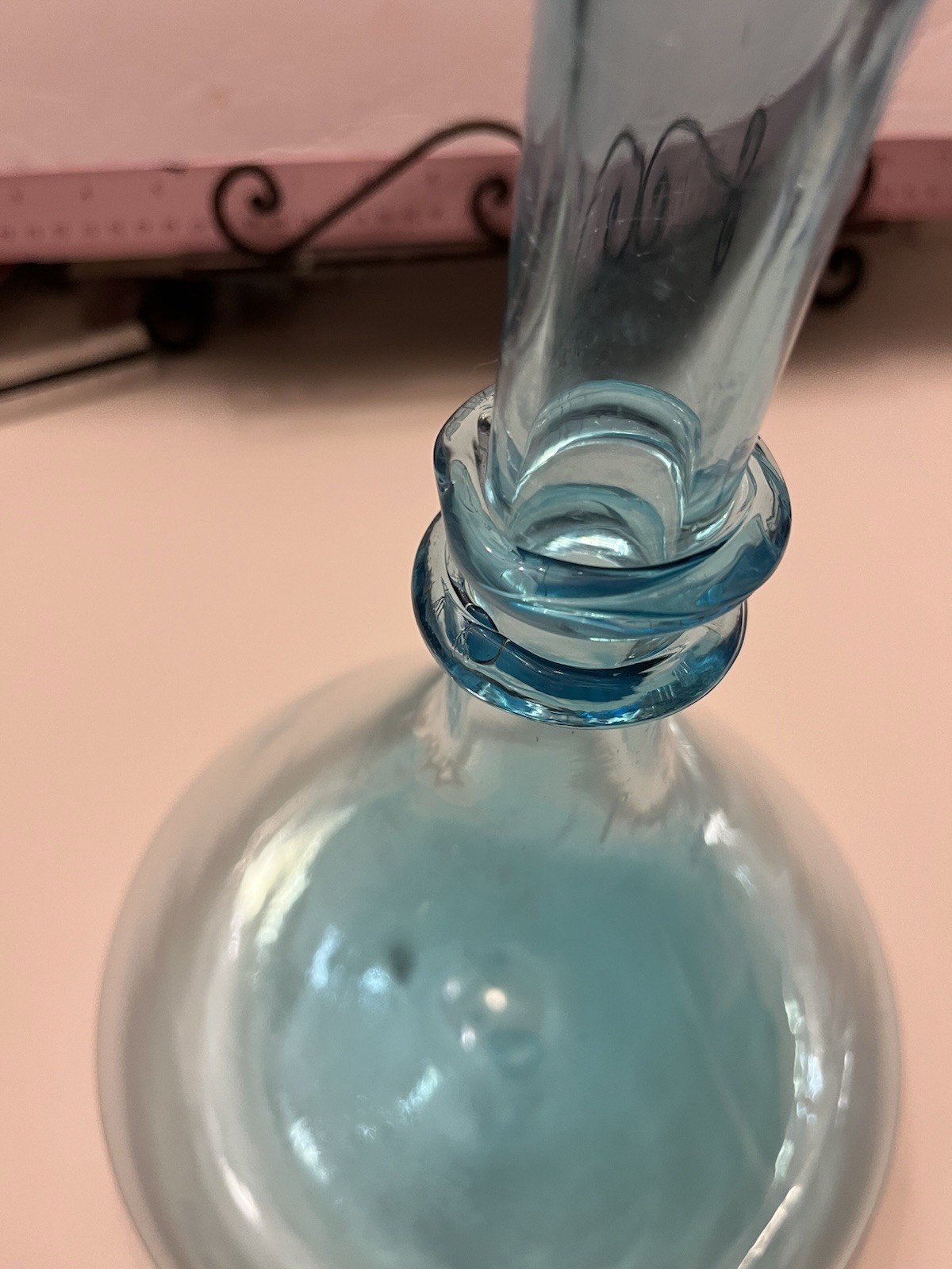 Vintage MCM Italian Aqua Empoli Glass Bottle 11x8 Without Stopper