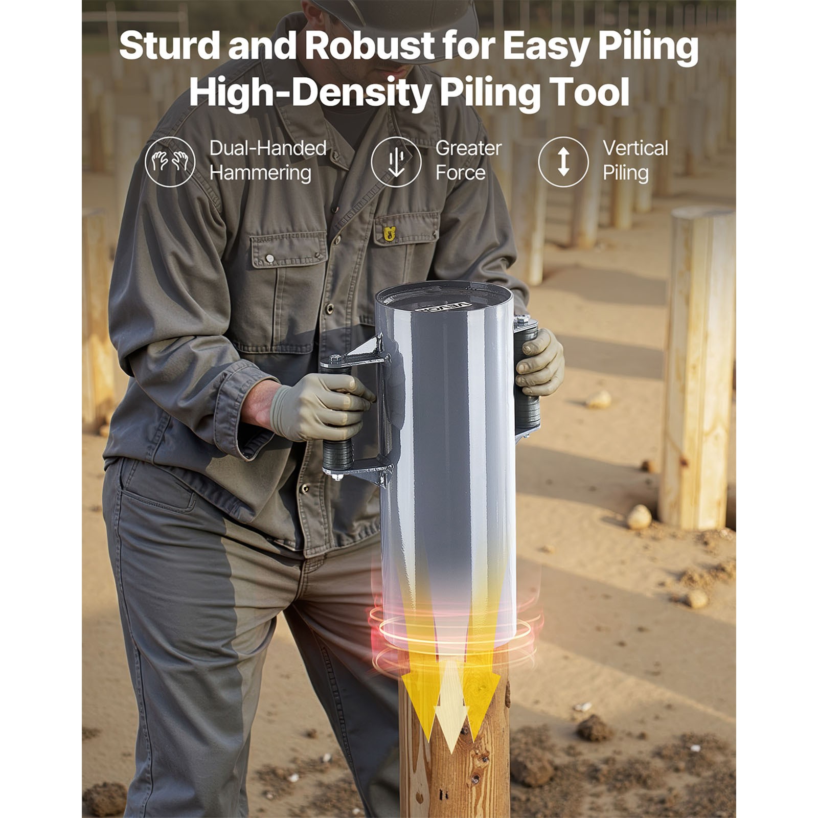 Uimoso Manual Fence Post Driver Heavy Duty T Post Rammer Farm Garden Yard