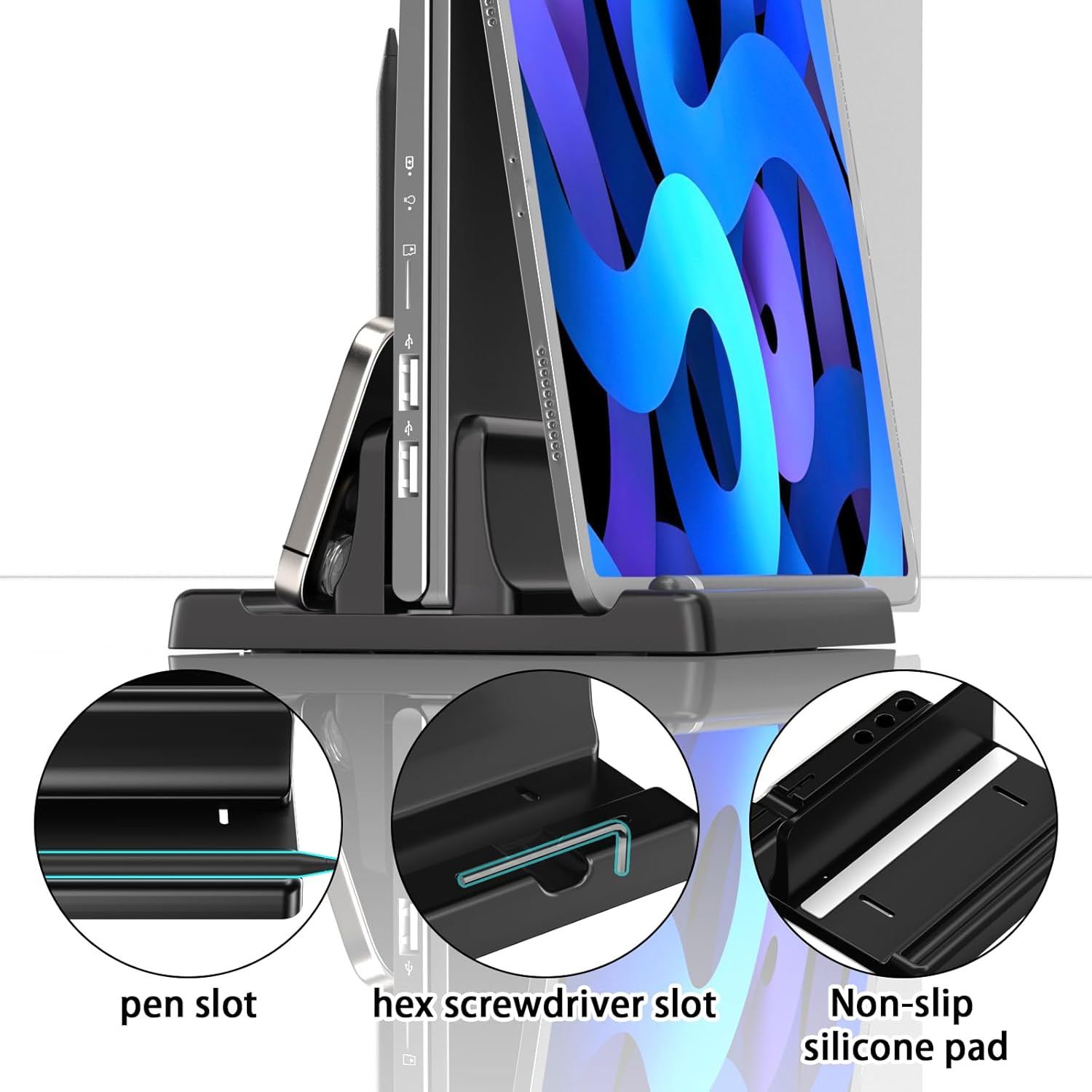 Vertical Laptop Stand Holder - Adjustable ABS Plastic Desktop Management Noteboo