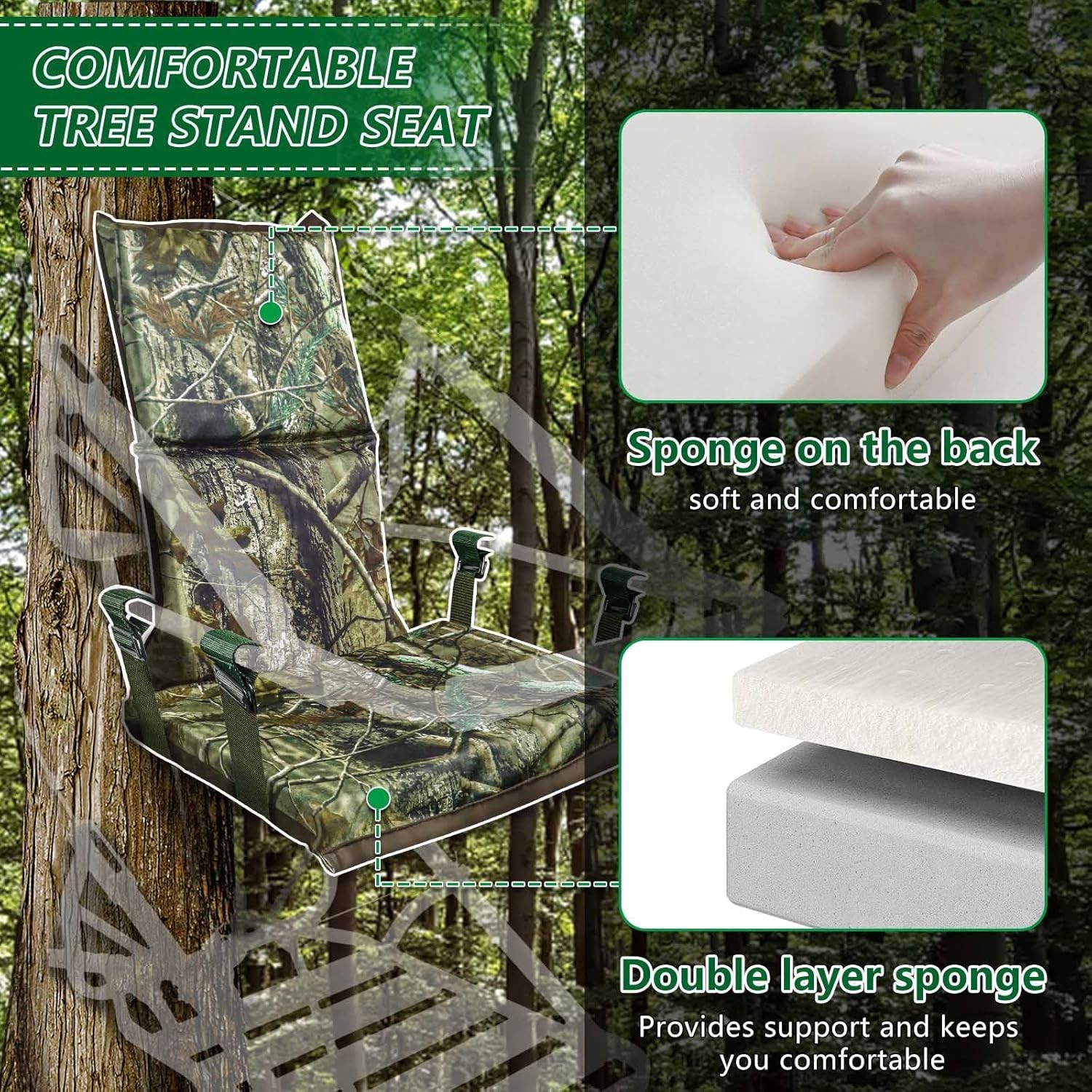 Tree Stand Seat Replacement, Adjustable Treestand Seats for Hunting, Comfortable