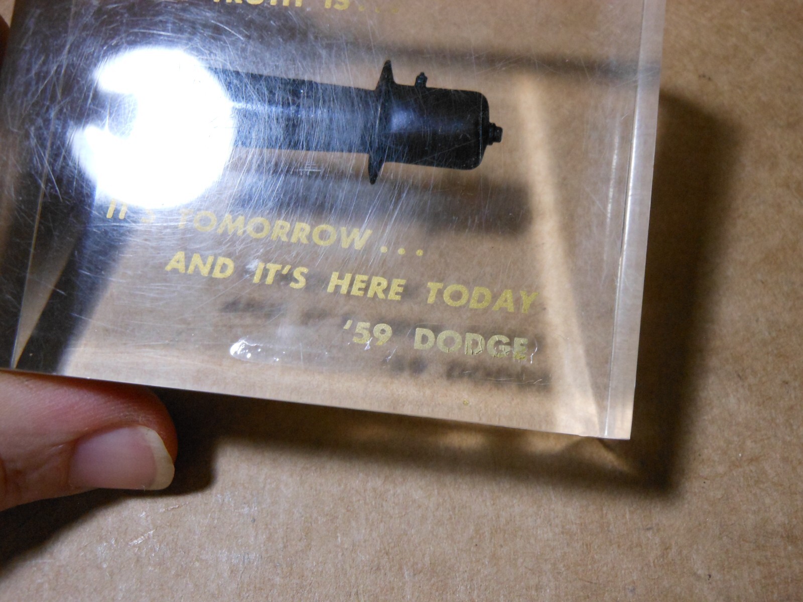 Vintage 1959 Dodge Lucite Desk Paperweight The Truth Is . . .