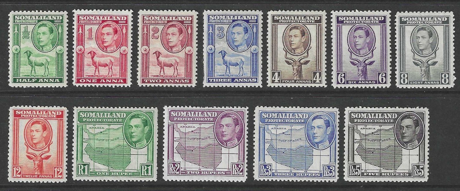 SOMALILAND SG93/104 1938 KGVI, Full set of 12, Unmounted Mint