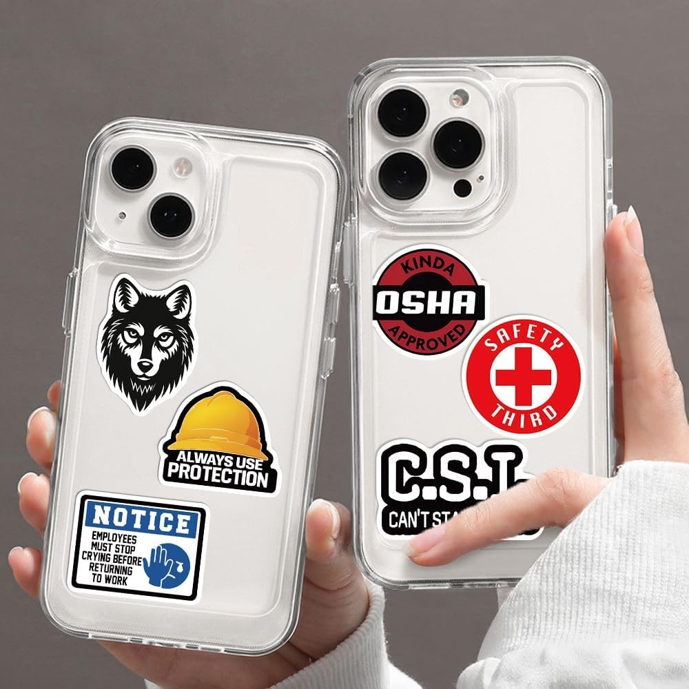 100pcs Funny Hard Hat Stickers (Dirty) for Adult Tool Box, Helmet, Black