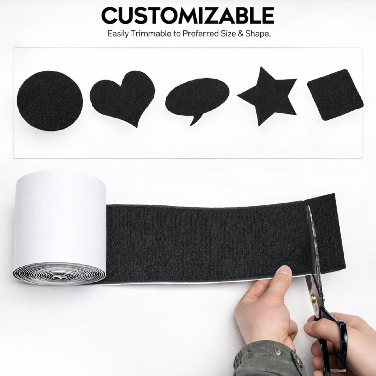 4.4 Inches x 7 Feet Heavy Duty Hook & Loop Tape Strong Adhesive Non Slip